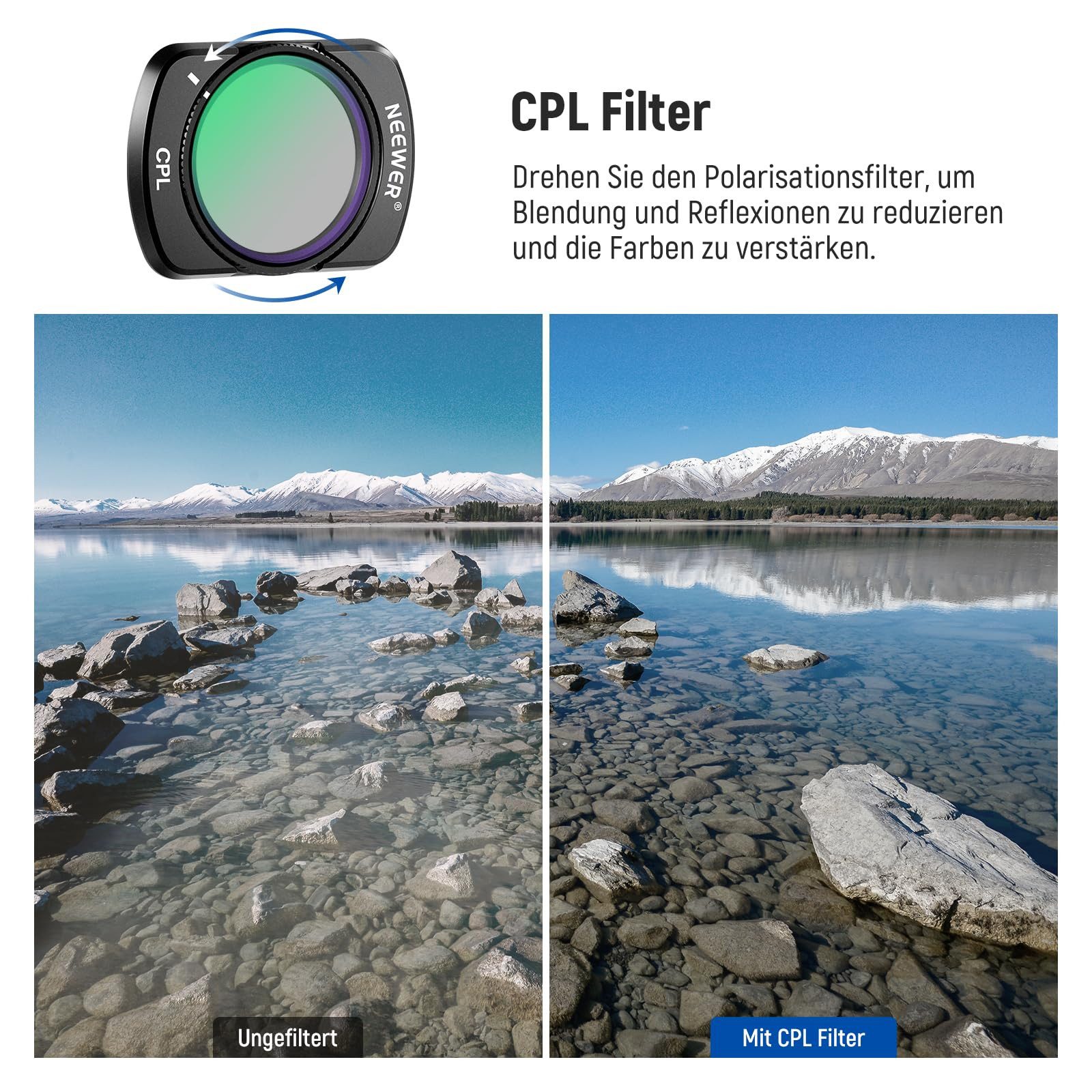 Neewer FL-P5 Magnetisches ND&CPL Filter Set für DJI OSMO Pocket 3 / Pocket 4 Foto-Filter-Sets (4er Pack ND16 ND64 ND256 Polarisationsfilter und Neutraldichte Zu – Bild 3 von 5