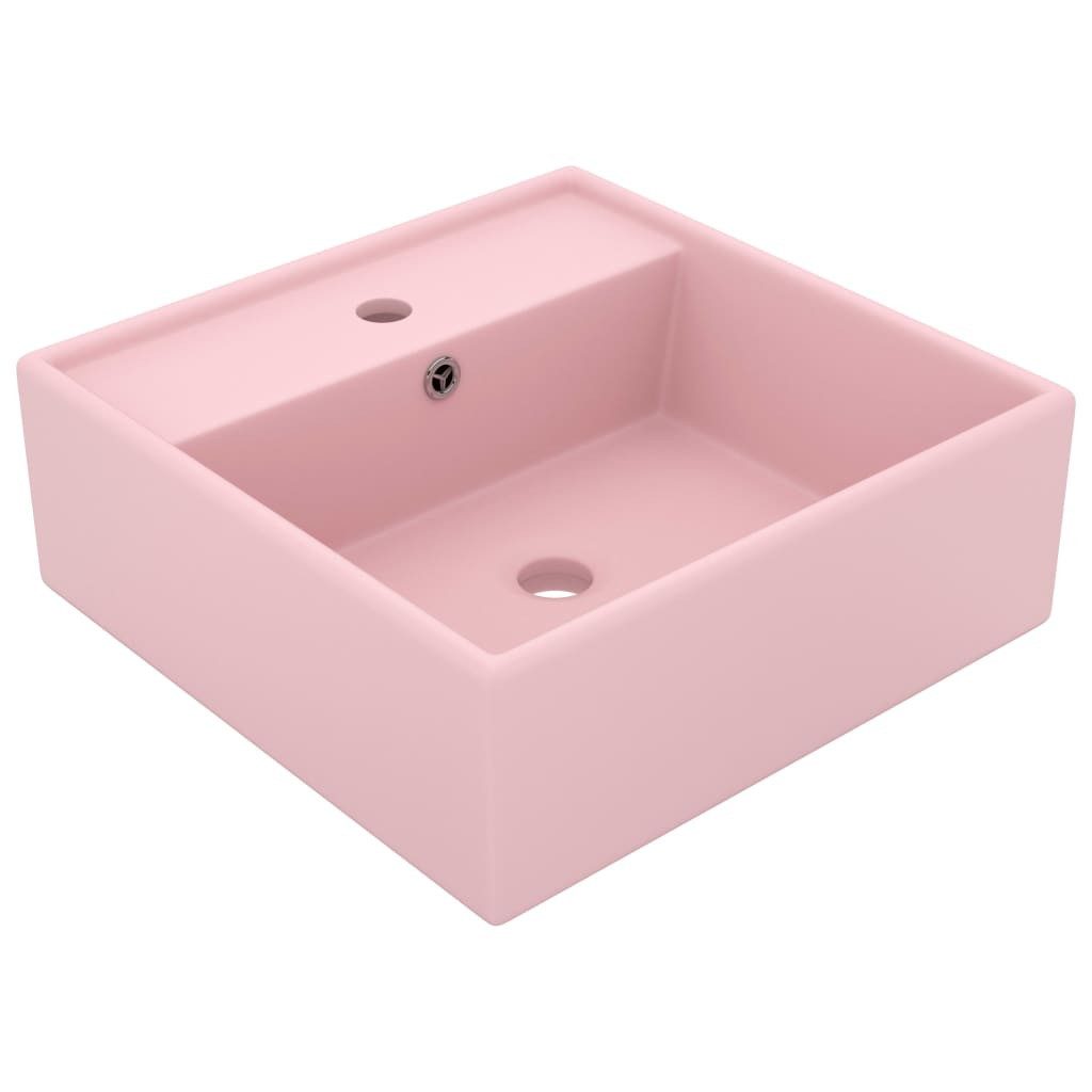 vidaXL Waschbecken, Luxus-Waschbecken Überlauf Quadratisch Matt Rosa 41x41 cm