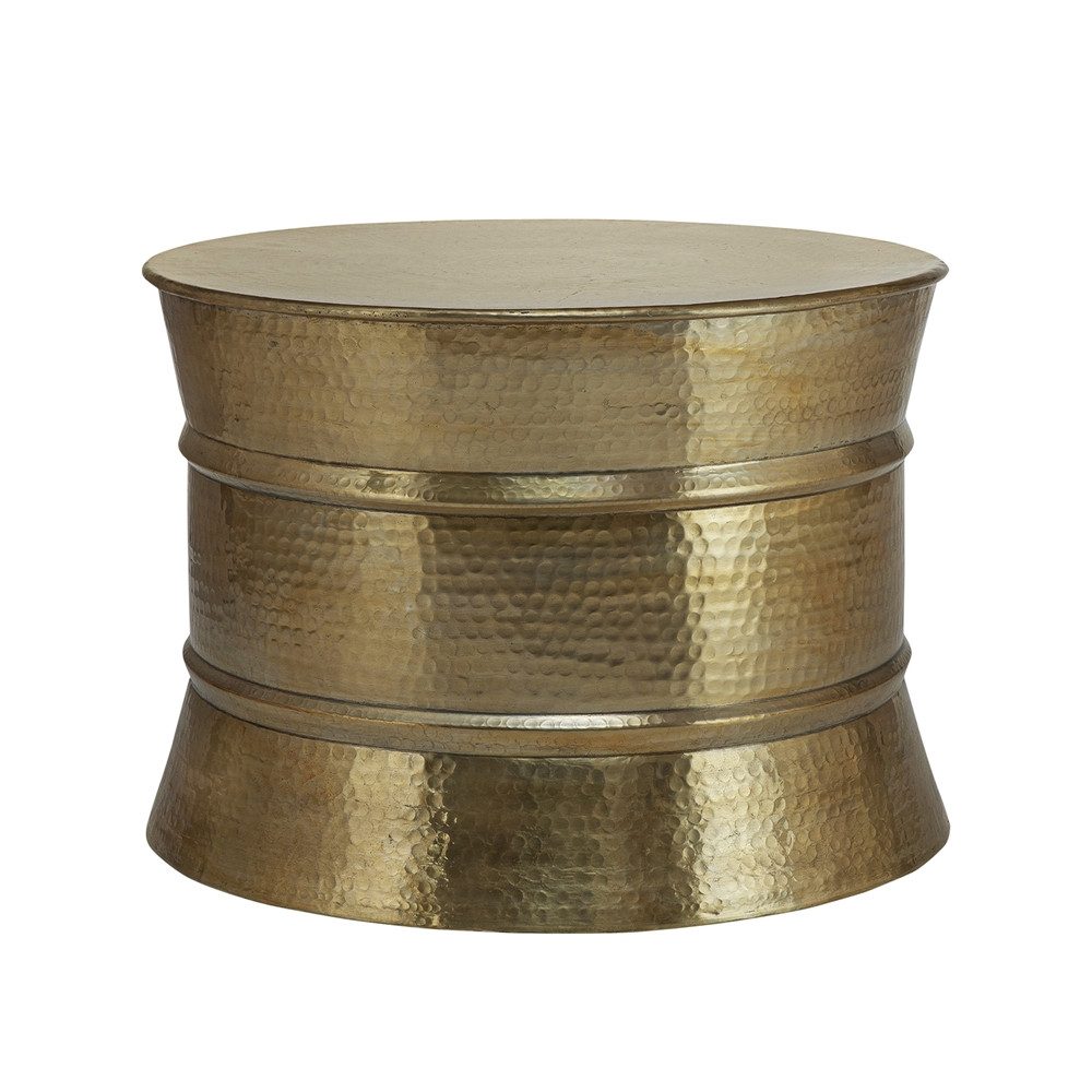 WOMO-DESIGN Couchtisch Sofatisch rund für Wohnzimmer Flacher Wohnzimmertisch, Rund Ø62x33cm Gold Unikat Aluminium Hammerschlag Design