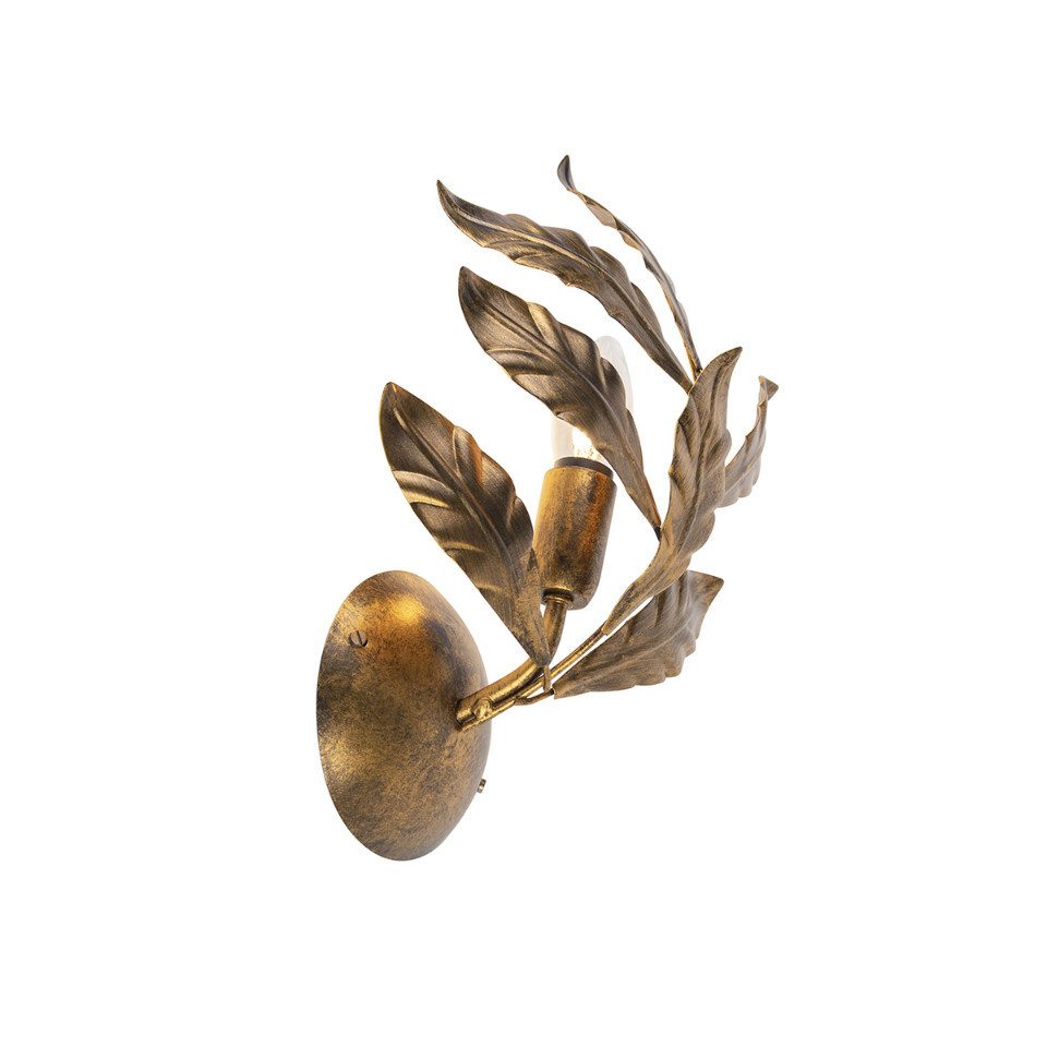 Qazqa Wandleuchte Linden, ohne Leuchtmittel, E14, Gold/Messing, Klassisch / Antik, Stahl, 1-flammig