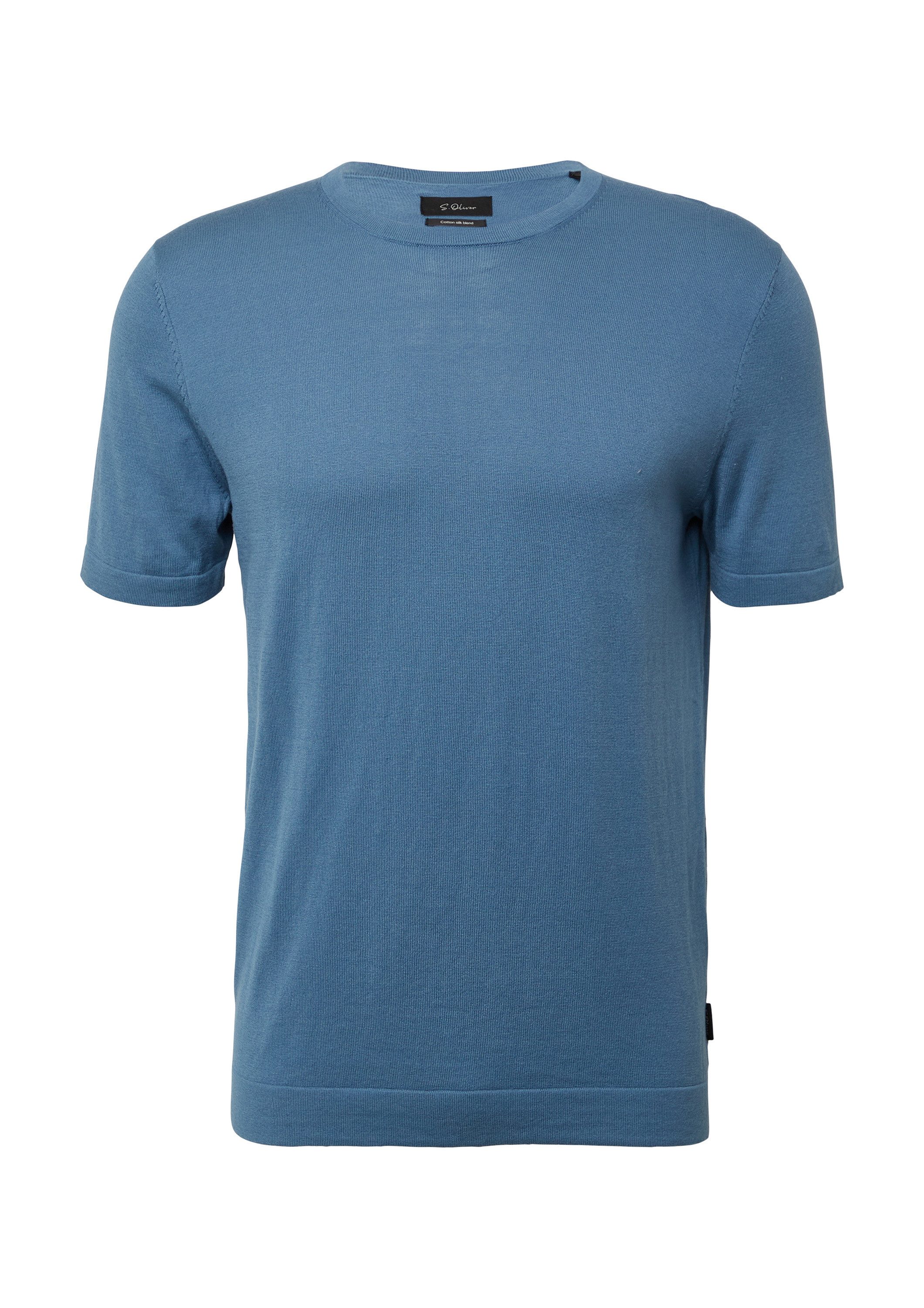 s.Oliver Kurzarmshirt Strickpullover Gestricktes T-Shirt aus Baumwoll-Seidenmix