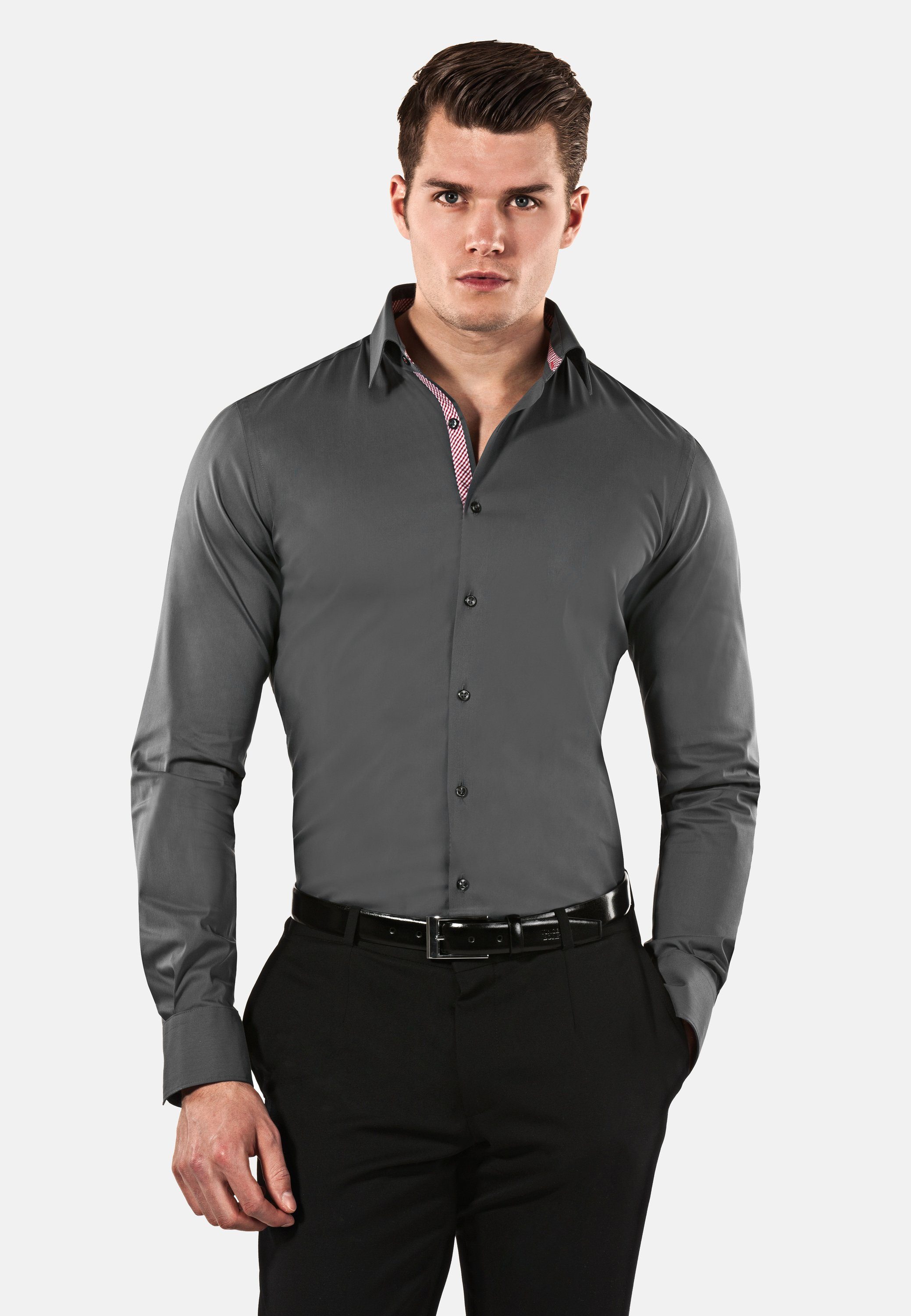 Vincenzo Boretti Businesshemd super tailliert stretch