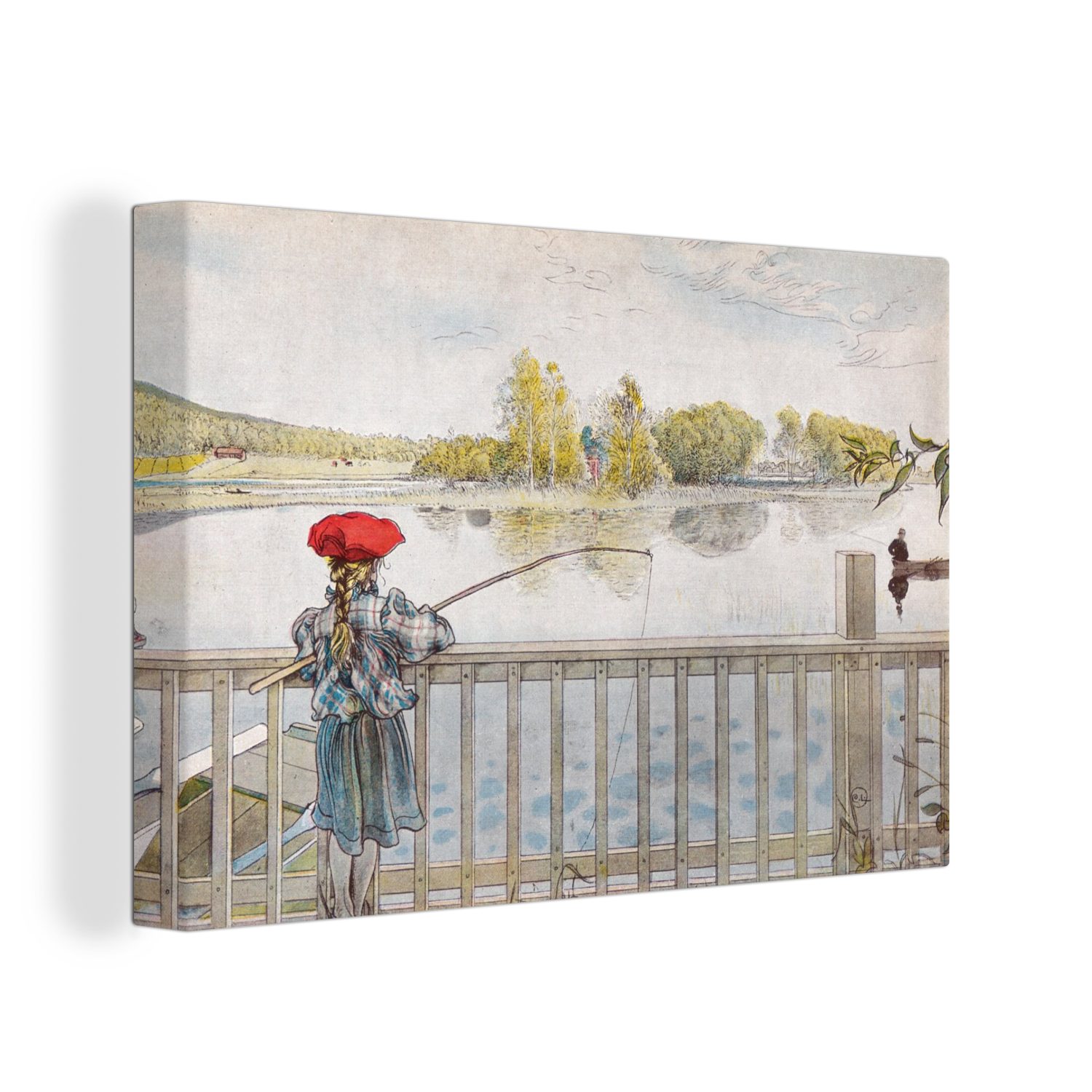 OneMillionCanvasses® Leinwandbild Lisbeth Angeln - Carl Larsson, (1 St), Wandbild Leinwandbilder, Aufhängefertig, Wanddeko, 30x20 cm