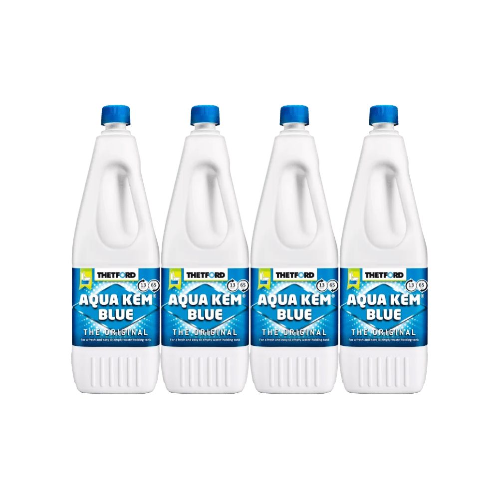 THETFORD Thetford Aqua Kem Blue 2 Liter Toilettenreiniger Sanitärflüssigkeit WC-Reiniger (Set, [4-St. 2 Liter Flasche Sanitärflüssigkeit für die Toilette Thetford, Aqua Kem Blue, 2 Liter, Für Campingtoiletten)