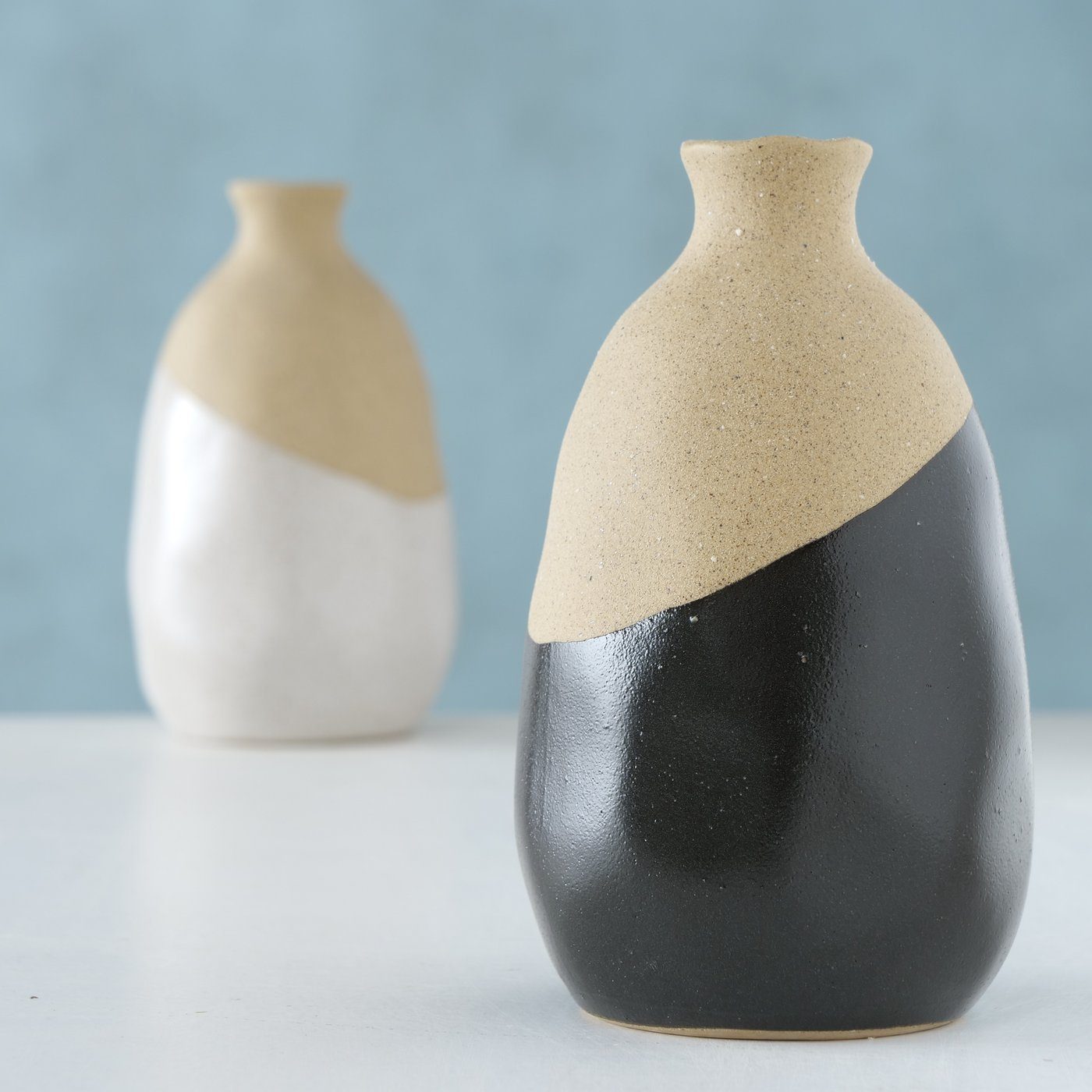BOLTZE Dekovase 2er Set "Seily" aus Porzellan in beige/schwarz/weiß, Vase (2 St)