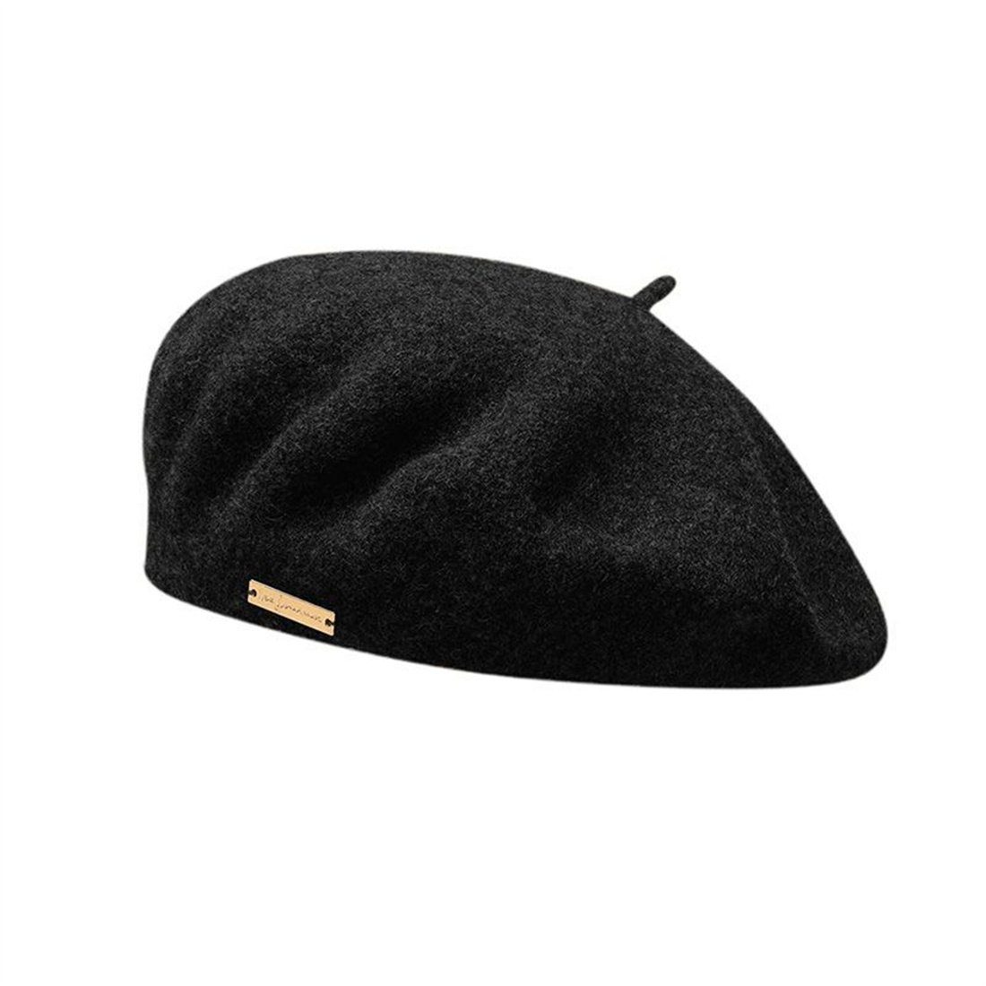 Winter Schwarz Baskenmütze Damen solide DÖRÖY Farbe verdickt Herbst Beret Französisch und Beret,