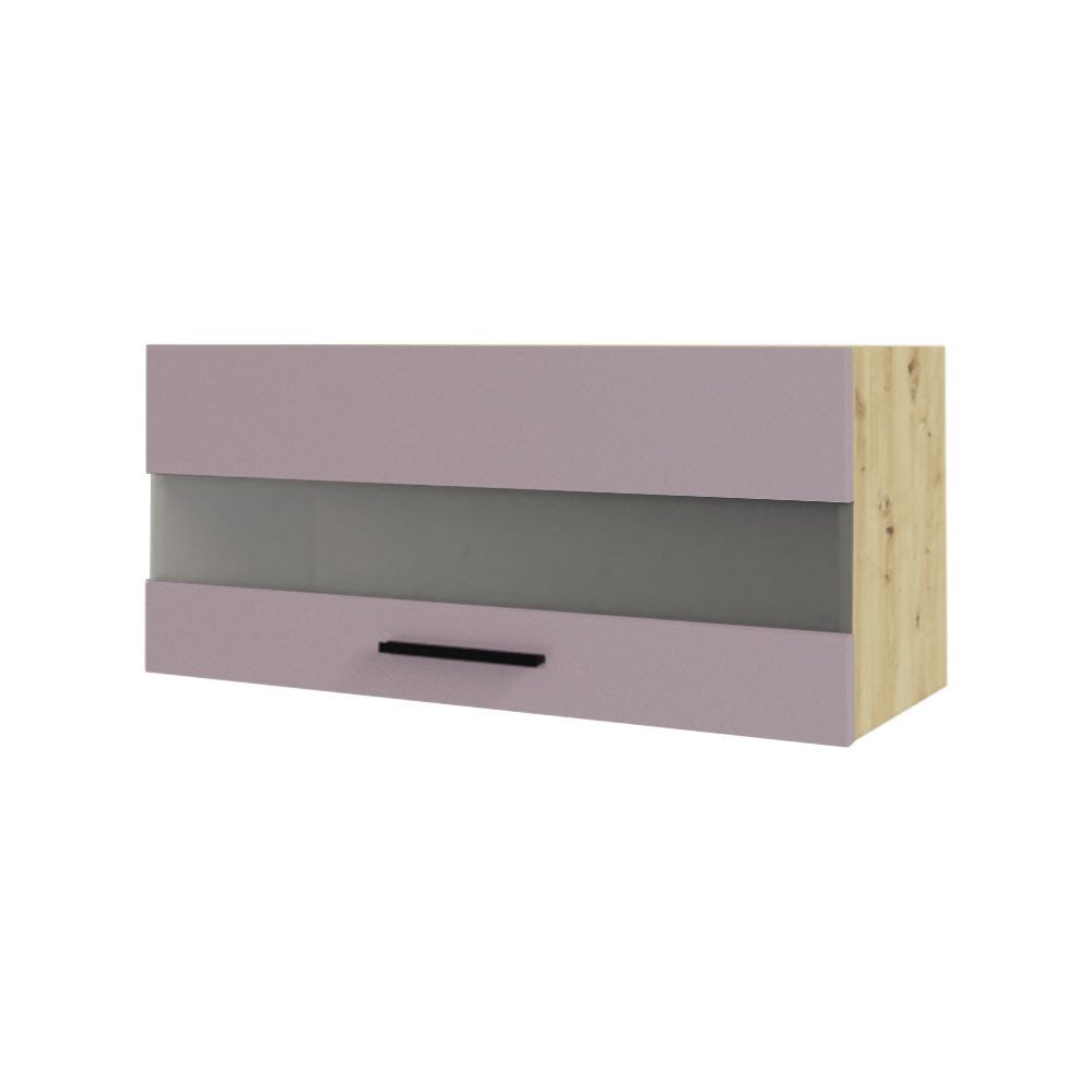 Feldmann-Wohnen Klapphängeschrank Bonn (W4BS/80 LAM, 1 Klappe mit Milchglaseinsatz, innen 1 Fach, 1-St., moderne Optik, MDF Fronten) Eiche Artisan / rosé kupfer matt