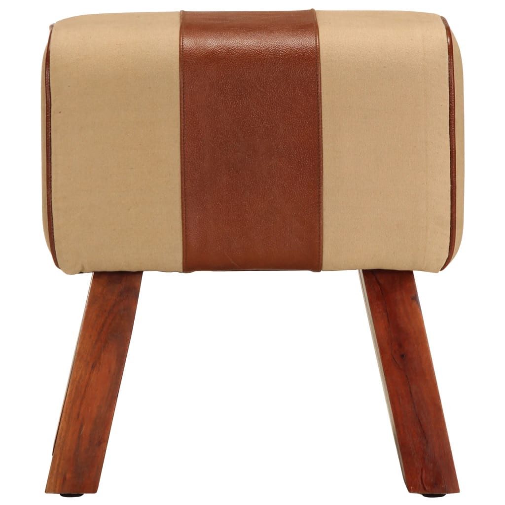 vidaXL Essbank Sitzbank Turnbock-Design 38 cm Braun Echtleder Massivholz