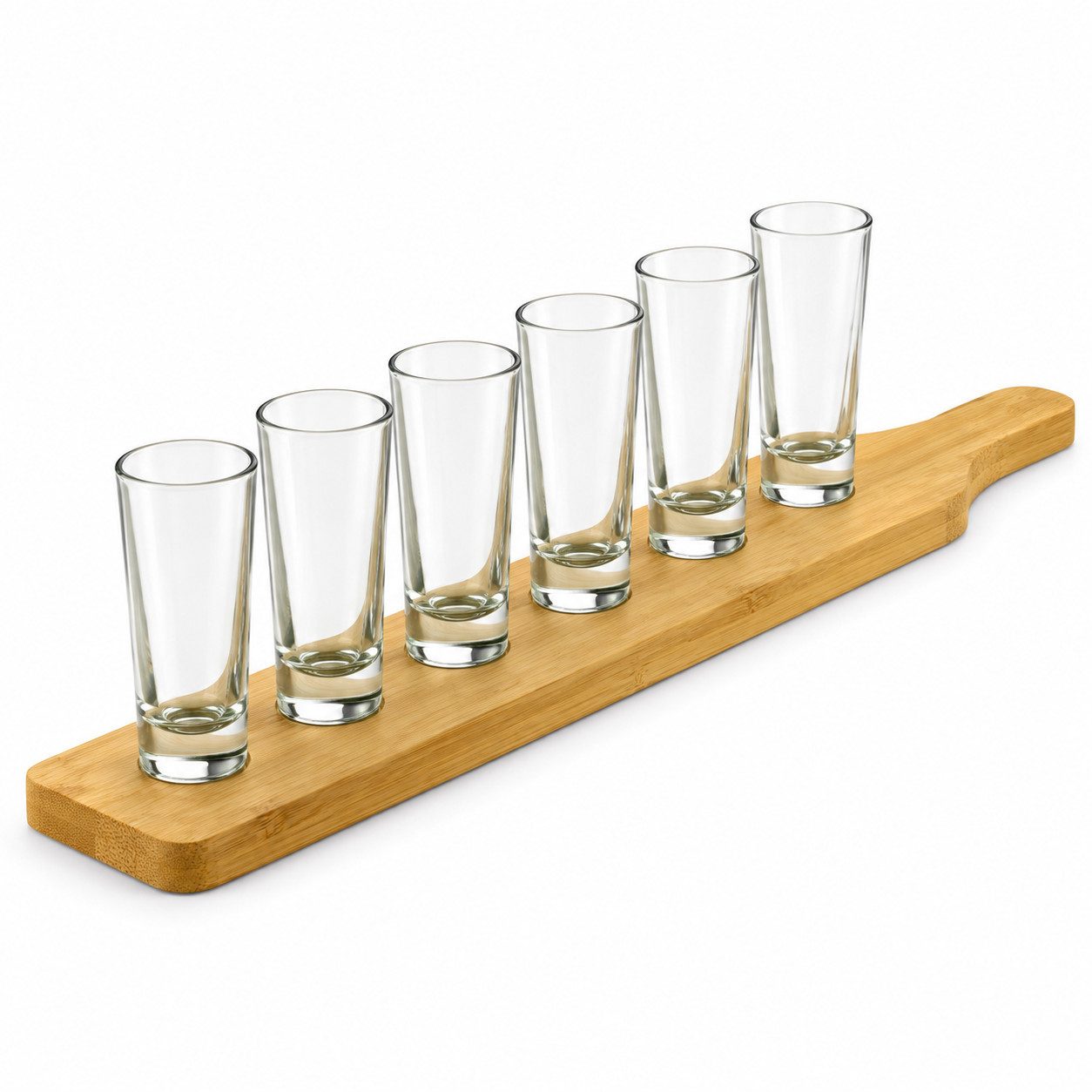 Sendez Schnapsglas 6 Schnapsgläser mit Holzbrett Tequilagläser Wodkagläser Stamper