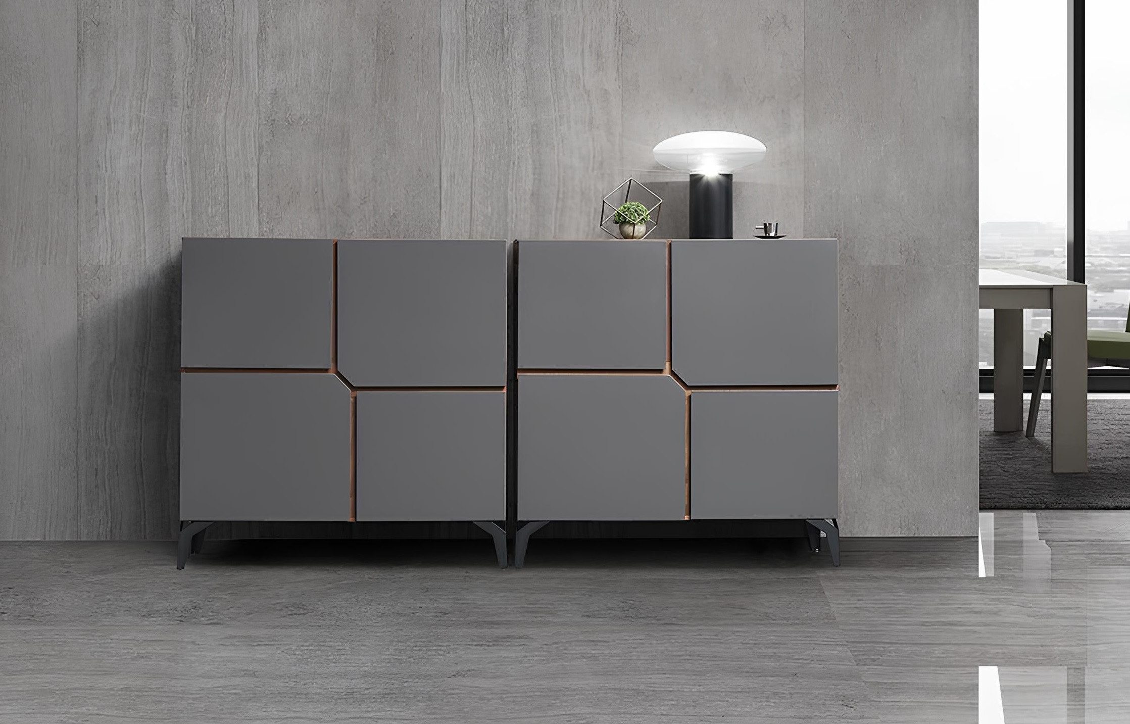 Xlmoebel Sideboard Moderne Kommode im Beton-Look mit viel Stauraum (2 Kommode, 2 St., 2x Kommode), Hergestellt in Europa