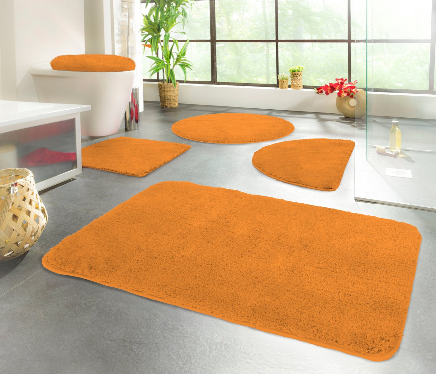 KiNZLER Badematte Chaozhou, Badvorleger, Badezimmer Teppich, Höhe 20 mm, rutschhemmend beschichtet, fußbodenheizungsgeeignet, Polyester, rechteckig, Badteppich, Uni Farben, weich, als rechteckig, rund & Set erhältlich