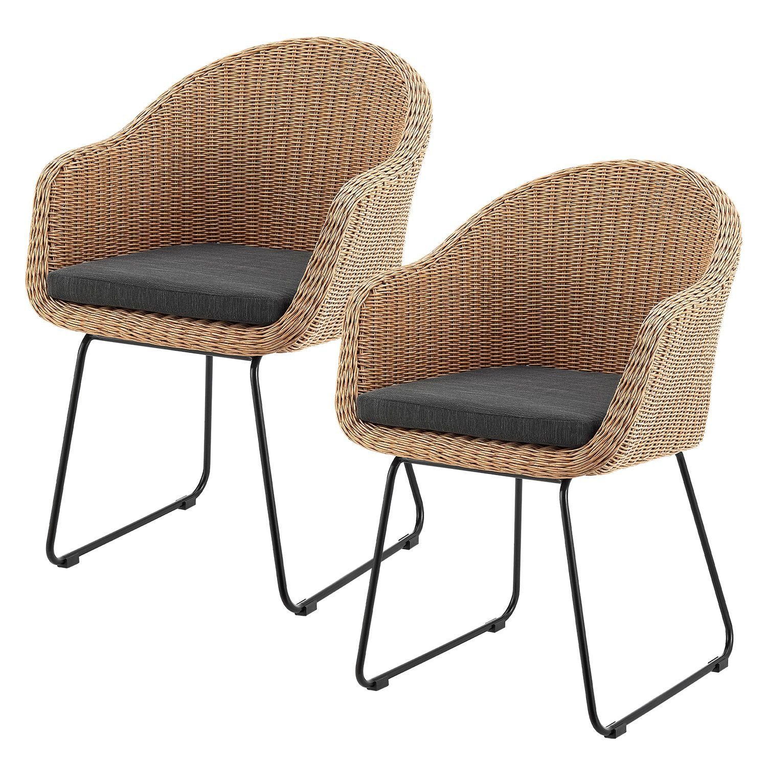 Juskys Gartenstuhl Cody (2 St), Rattan günstig online kaufen