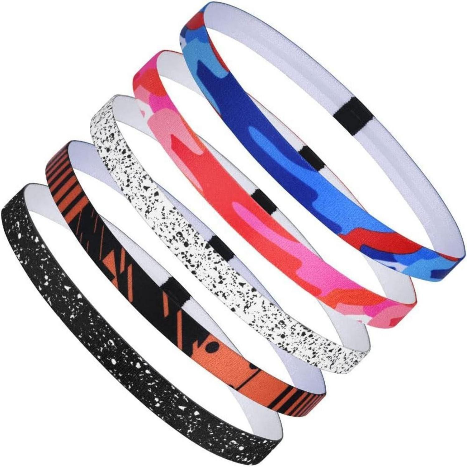 LuxusKollektion Stirnband Sport Stirnbänder Unisex 5er Set Elastisch Rutschfest Atmungsaktiv