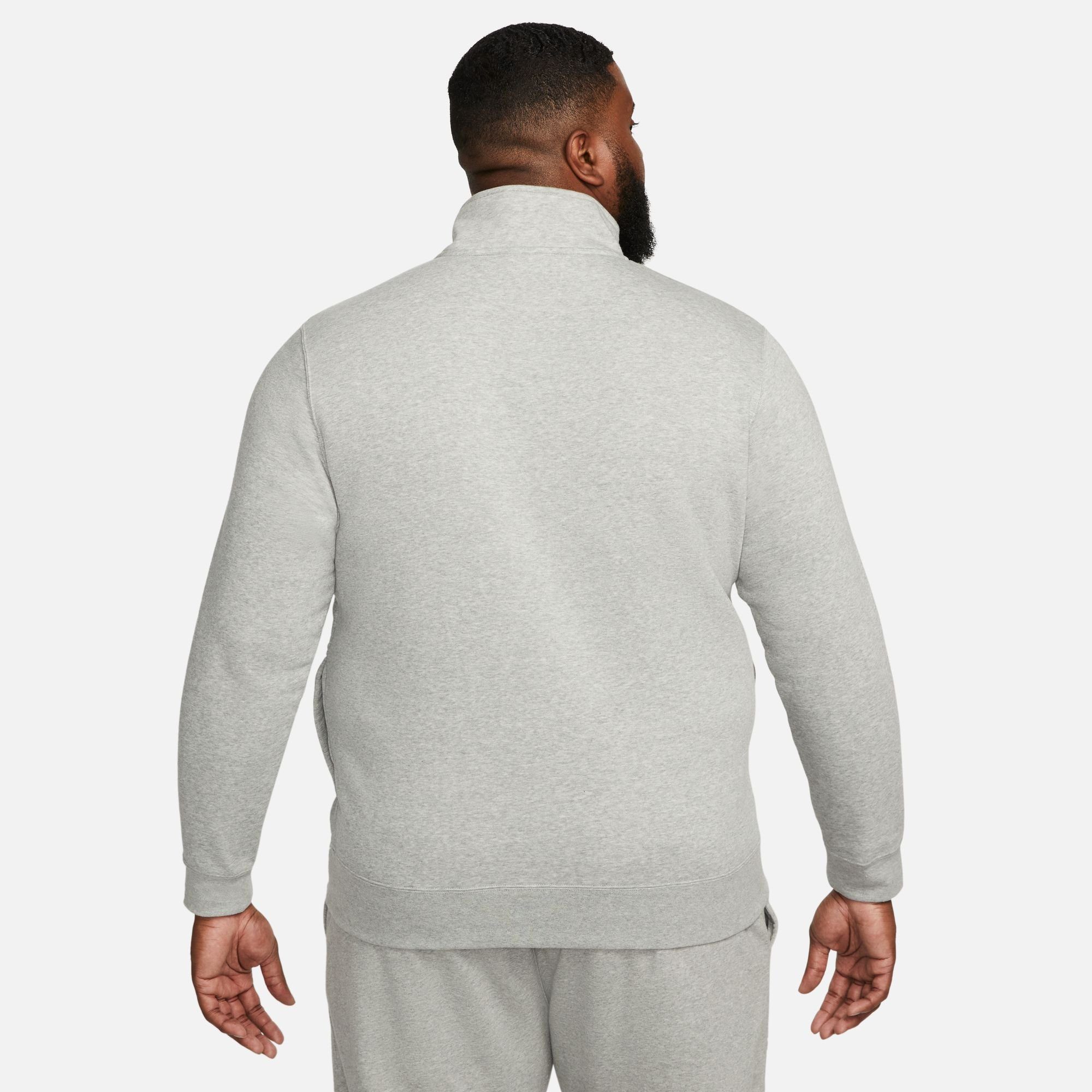HEATHER/WHITE/WHITE PULLOVER CLUB Nike Sportswear MEN'S Sweatshirt 1/-ZIP DK GREY BRUSHED-BACK