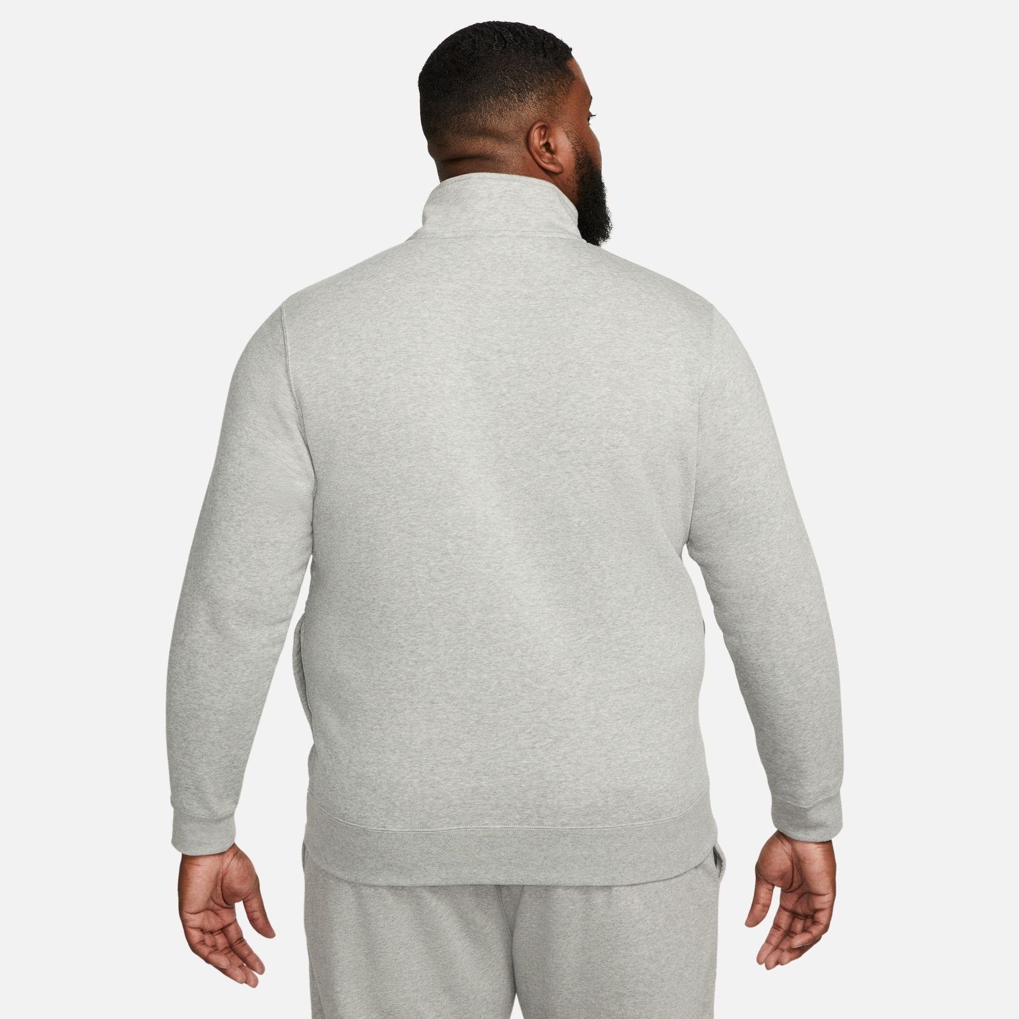 BRUSHED-BACK 1/-ZIP HEATHER/WHITE/WHITE DK MEN'S Sportswear Nike CLUB Sweatshirt GREY PULLOVER