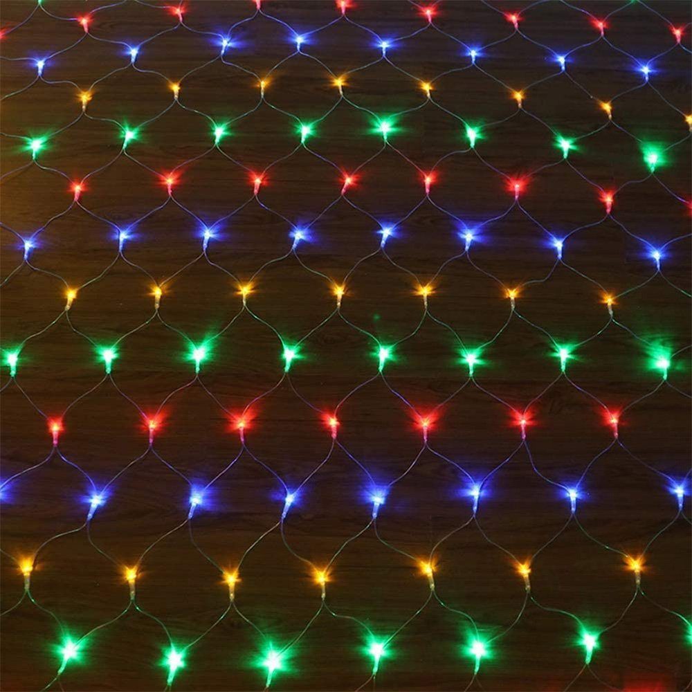 Rosnek LED-Lichternetz wasserdicht, 8 Beleuchtungsmodi, für Hochzeit Weihnachten Party Urlaub, LED Lichternetz, 1.5x1.5M/2x2M/3x2M/6x4M