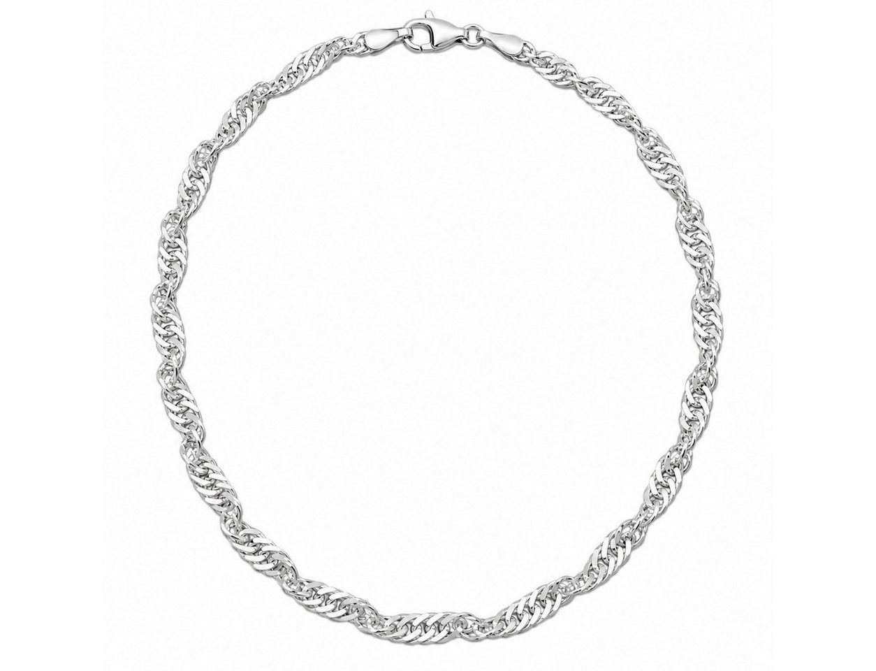 unbespielt Silberkette Halskette Singapurkette 2 mm diamantiert 925 Silber 45 cm, Silberschmuck für Damen