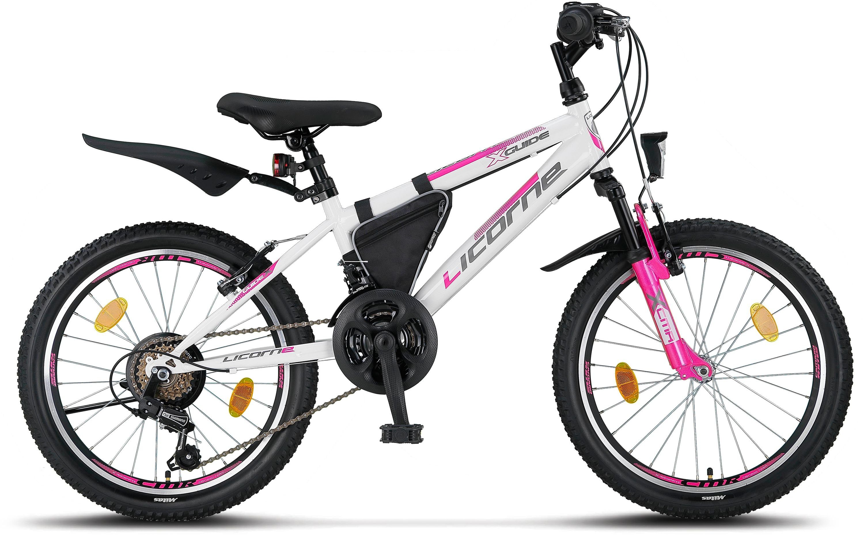 Mountainbike 20, Licorne Mountainbike in Zoll Premium Bike 26 Licorne Weiß/Rosa Guide Bike 24 und