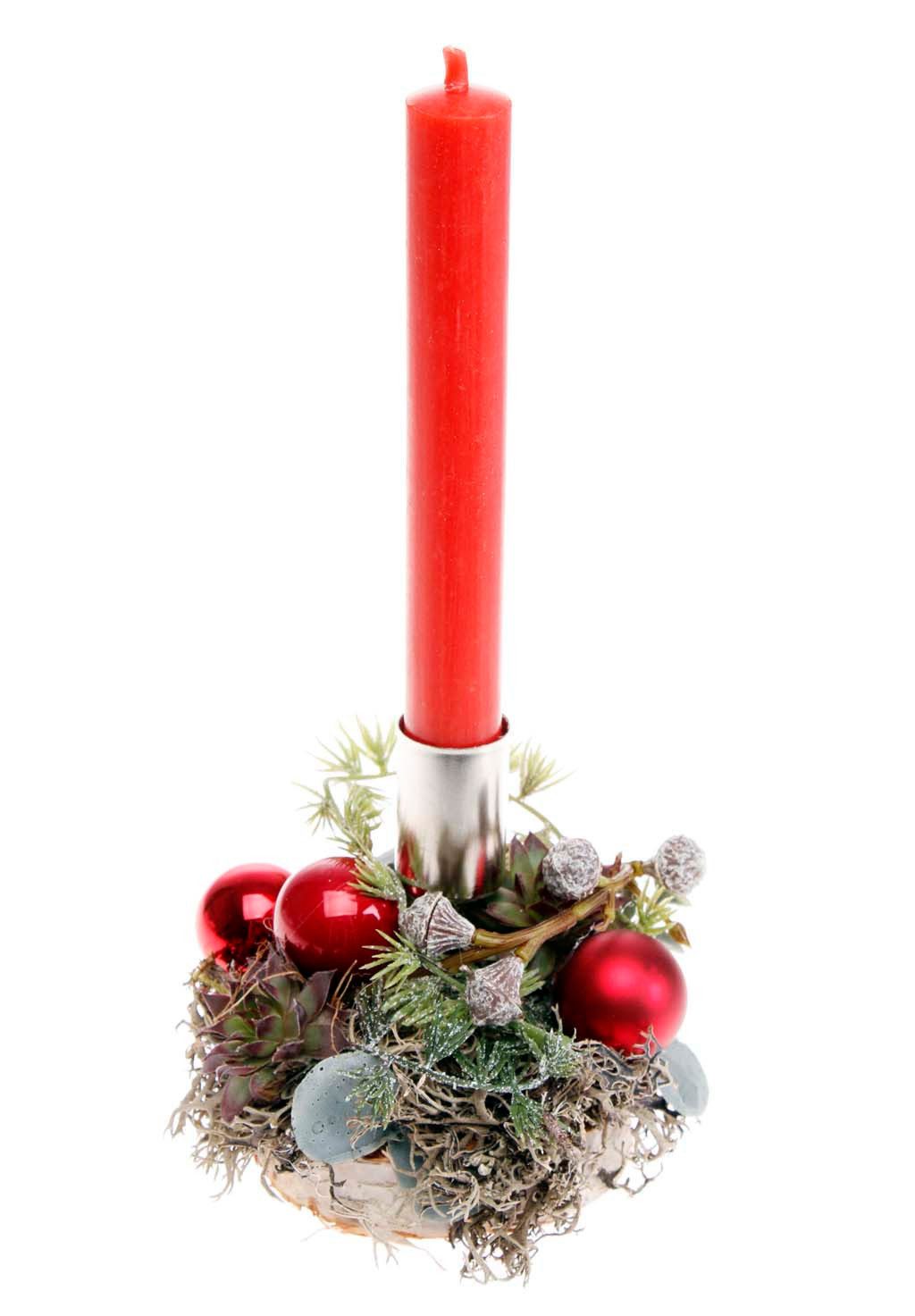 CreaFlor Home Adventskranz Adventsdeko, Handarbeit, Rot, Adventskranz, H: 26cm