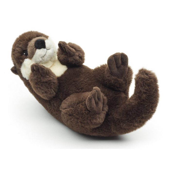 Uni-Toys Kuscheltier Otter Rückenschwimmer - 26 cm (Länge) - Plüsch Plüschtier Uni-Toys Eco-Line - zu 100 % aus recyceltem Material gefertigt