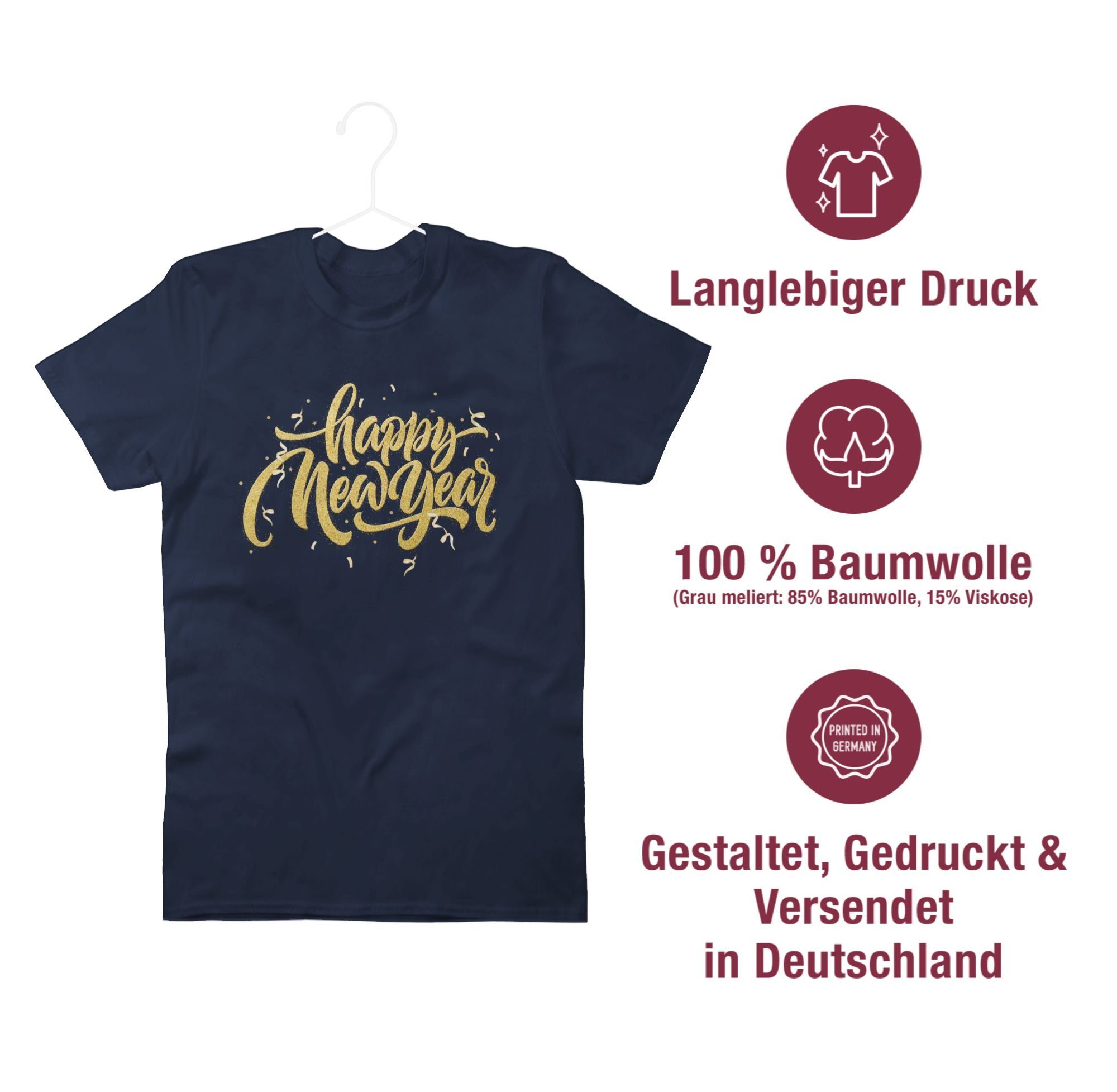 Shirtracer T-Shirt Happy New Year I Frohes Neues Jahr I Silvester I Jahreswechsel Silvester Erwachsene