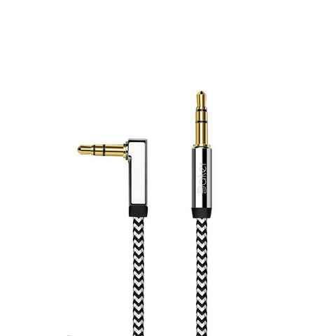 Baker BK100-R Audio-Kabel, 3,5-mm-Klinke, 3,5-mm-Klinke (100 cm), 90° rechtwinklig Stecker, Schwarz@Weiß