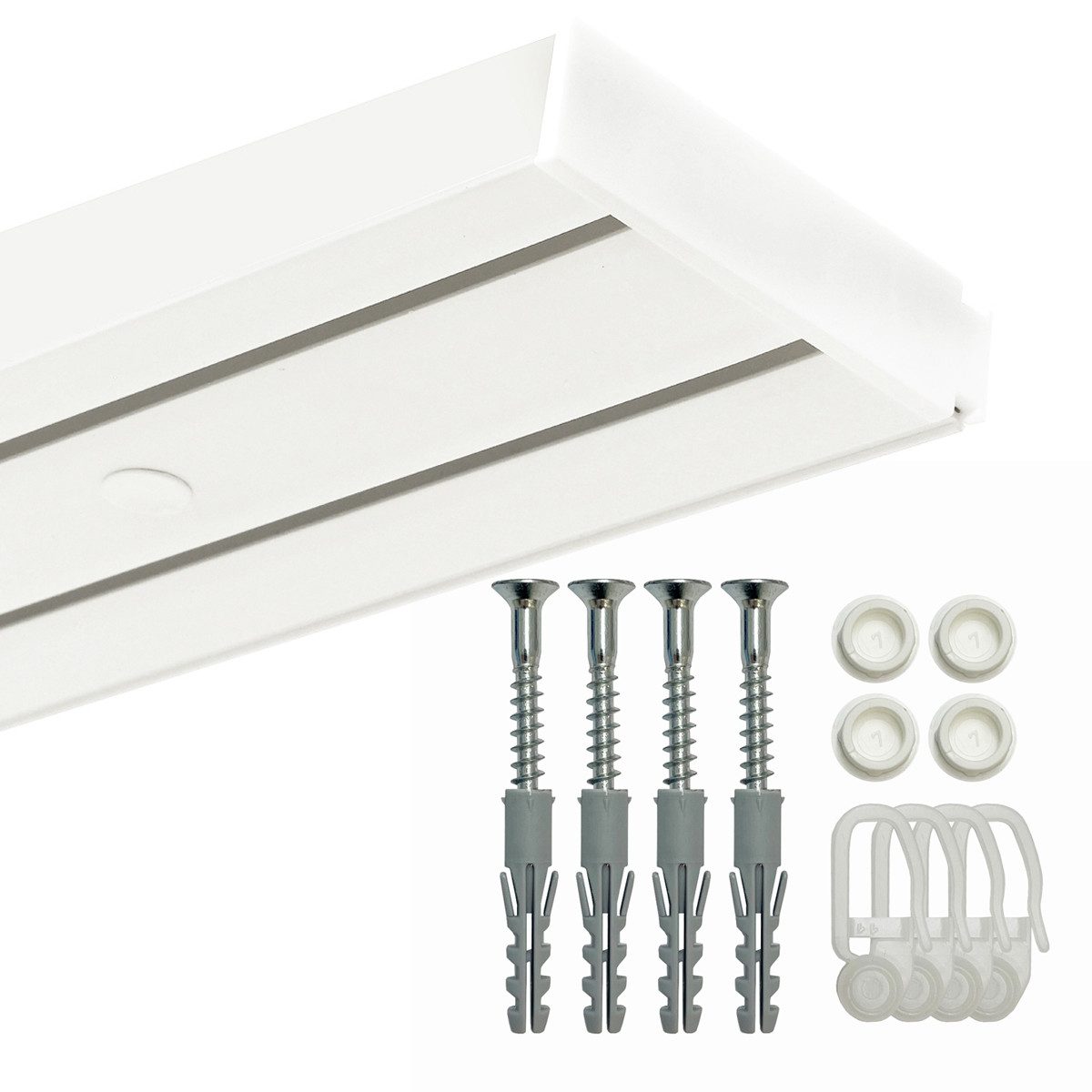 Gardineum Gardinenschiene Gardineum 2-lfg. Kunststoffschiene mit Zubehör, a günstig online kaufen