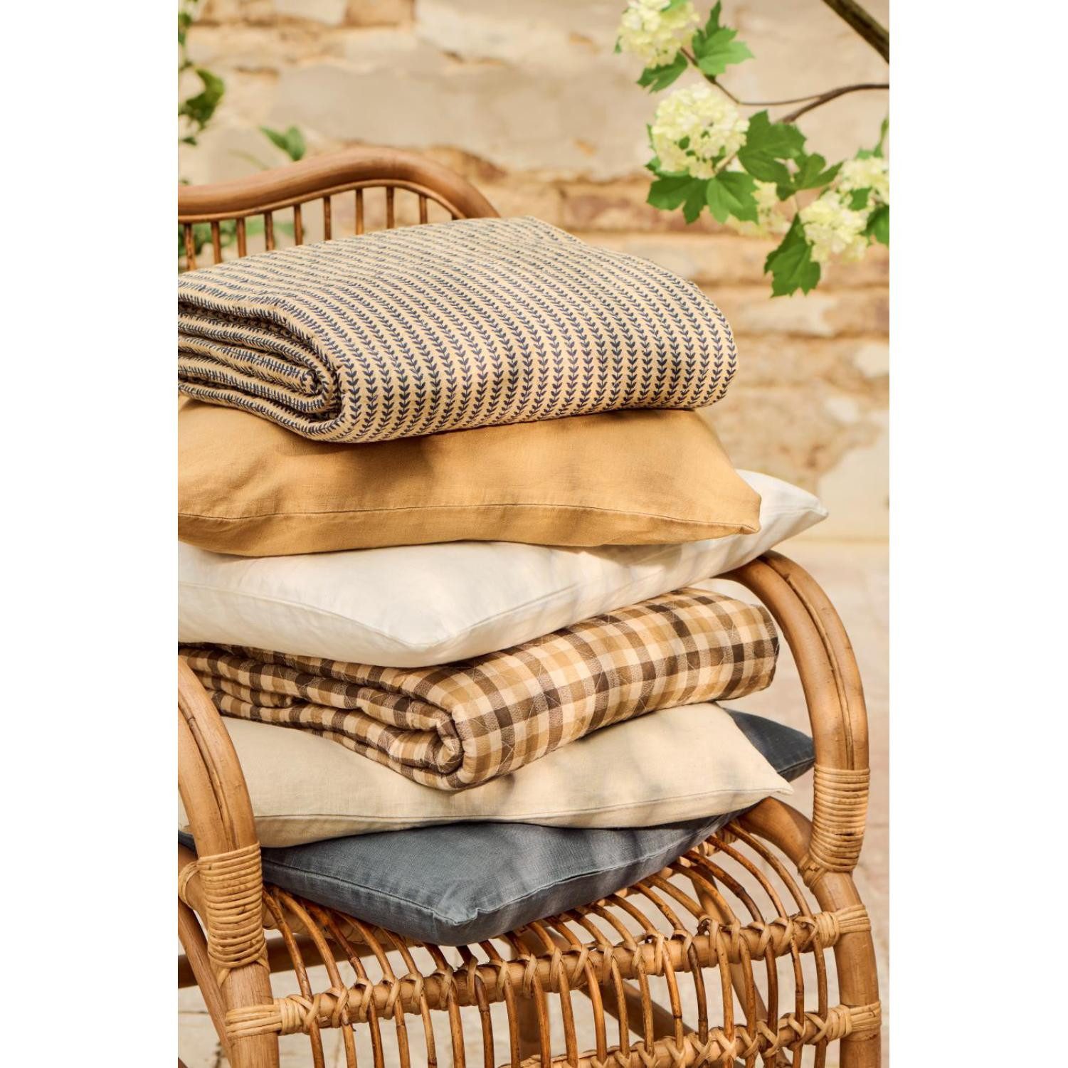 Wohndecke Ib Laursen Quilt Decke Tagesdecke Braun Karomuster, Ib Laursen