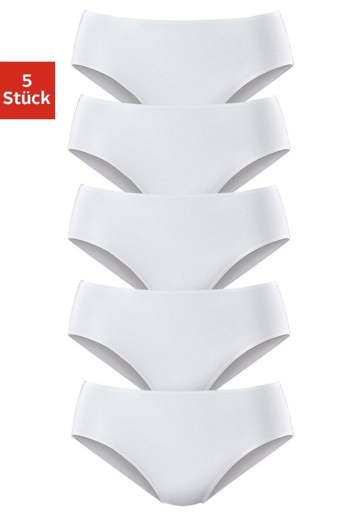 petite fleur Jazz-Pants 5-St) elastischer aus weiß Slips Baumwoll-Qualität (Packung