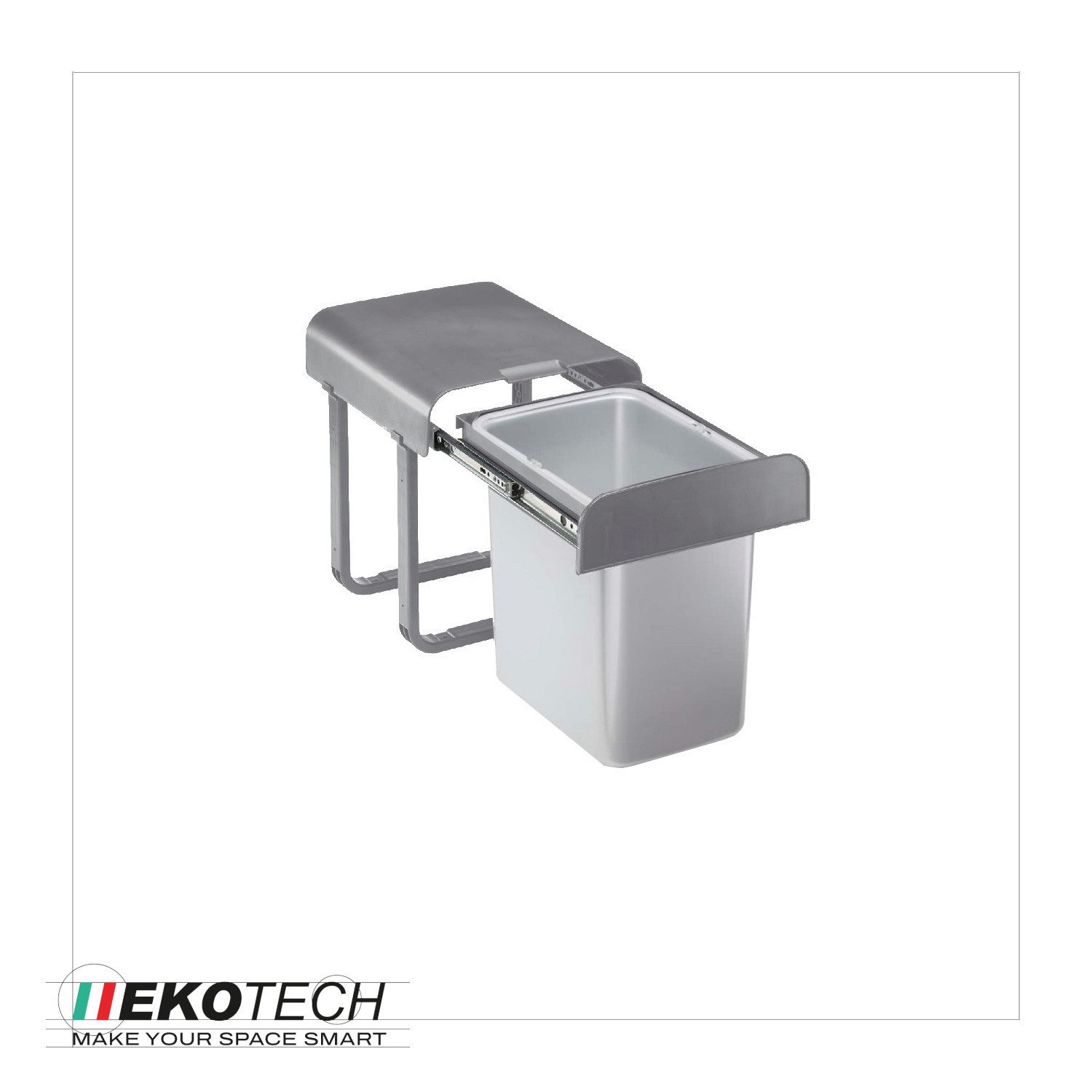EKOTECH Einbaumülleimer Ekotech Abfallsammler Aladin 16L grau für 40cm Unterschrank