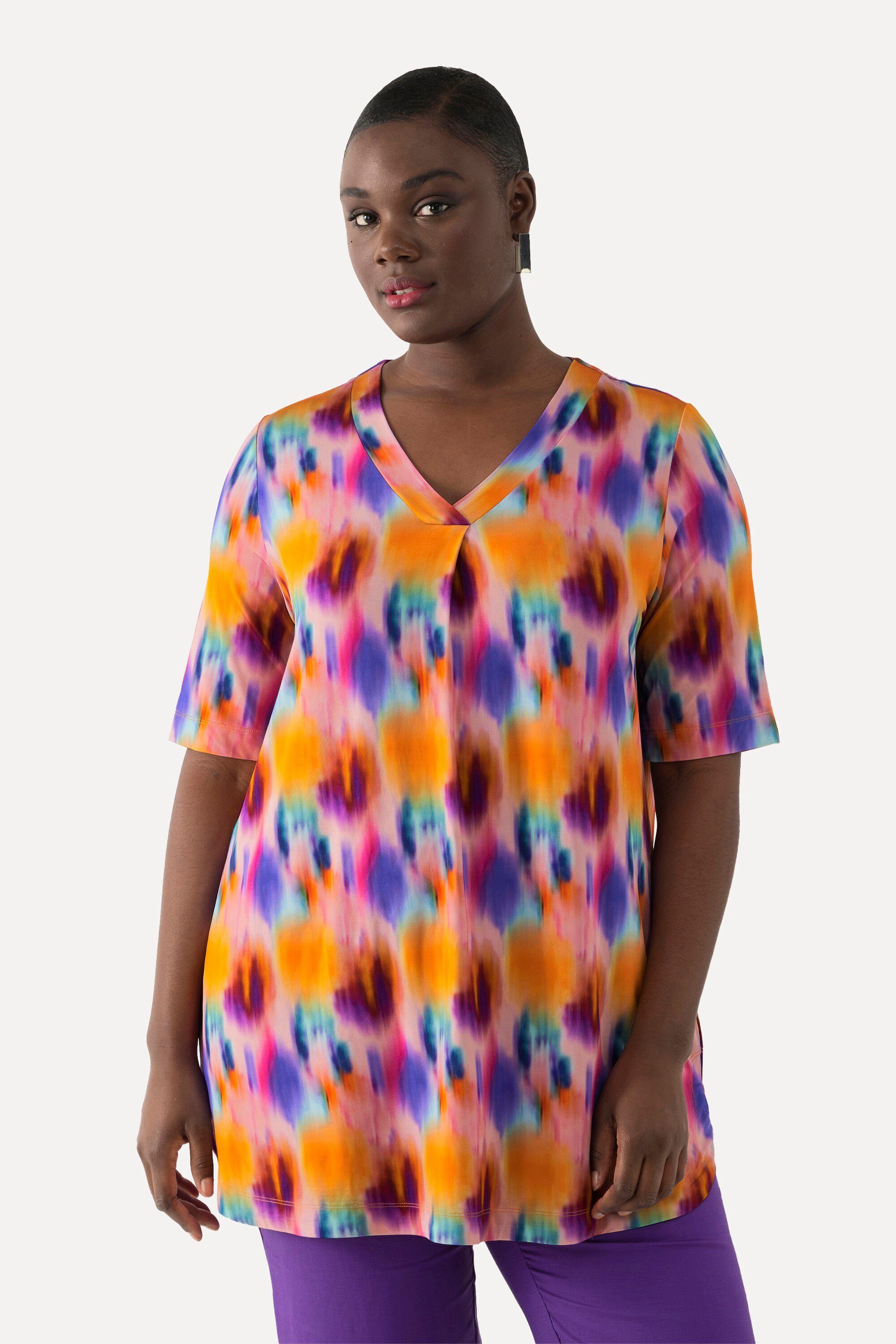 T-Shirt Slinkyshirt A-Linie V-Ausschnitt Halbarm