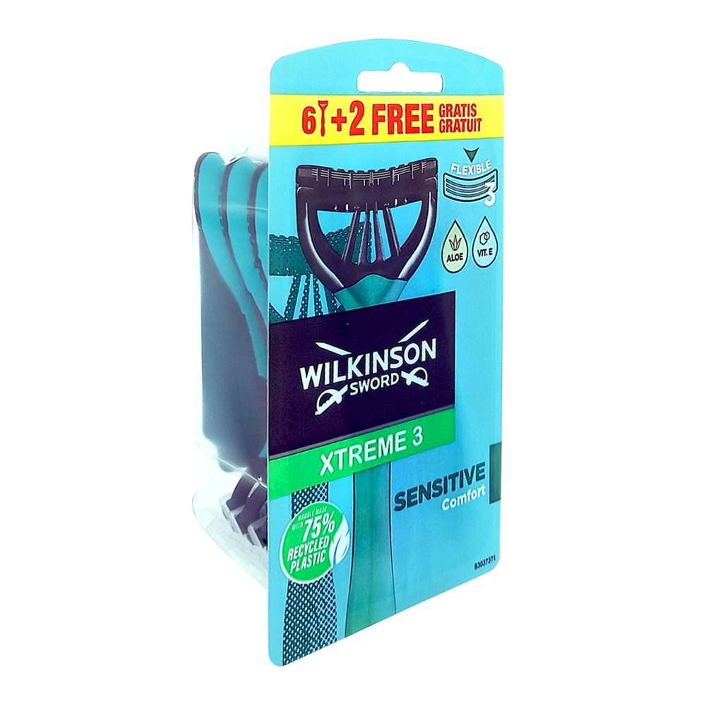 Wilkinson Pack 8er Einwegrasierer, 3 Wilkinson Xtreme Rasierklingen Sensitive Comfort