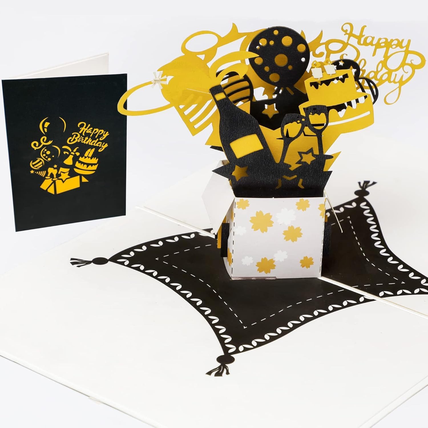Montegoni Geburtstagskarte 3D Pop-Up Geburtstagskarte mit natürlichem Umschlag, Dicke, hochwertige Grußkarte, 3D- Popup Karte