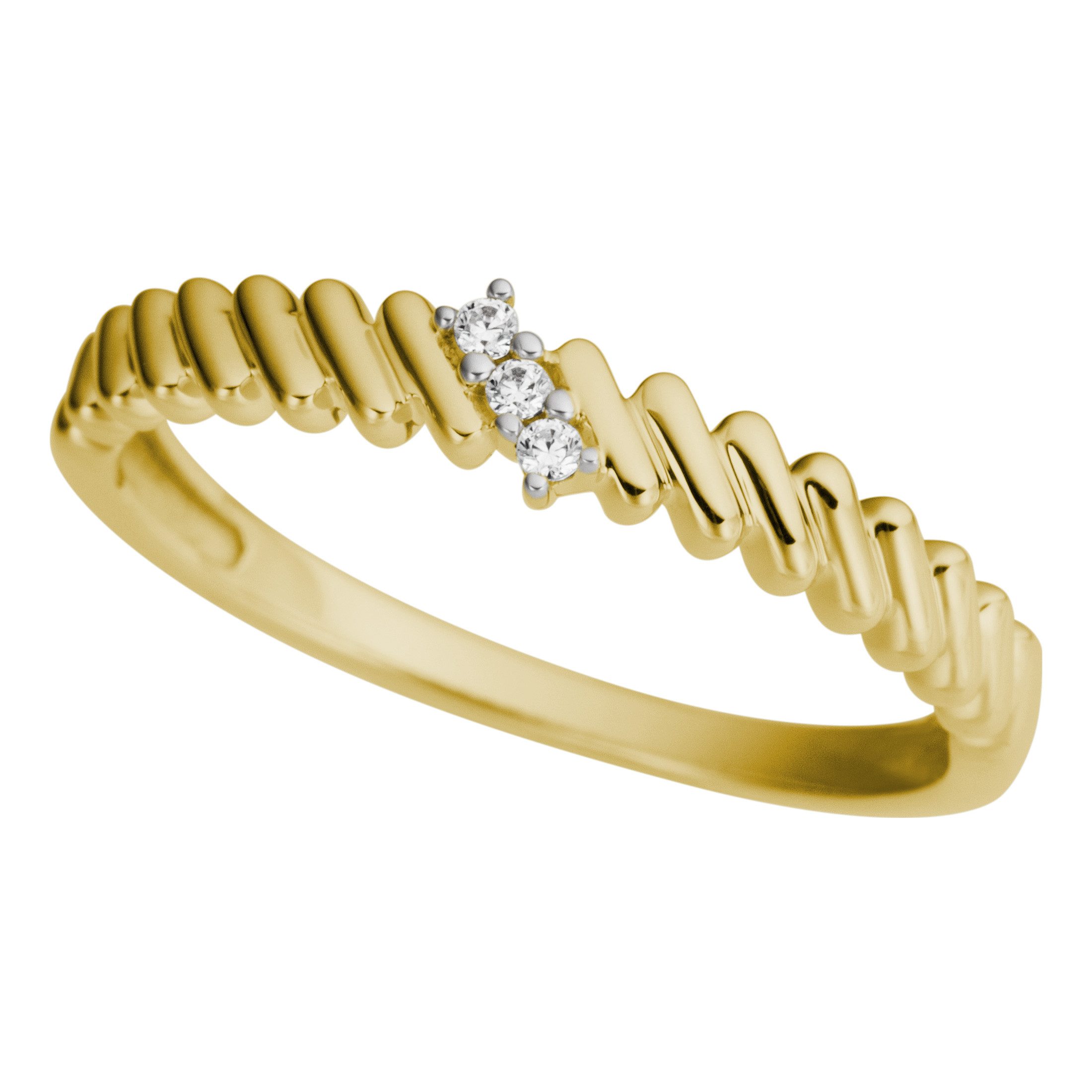 Firetti Fingerring Schmuck Geschenk Gold 333 Damenring Goldring Rillen, mit Brillanten
