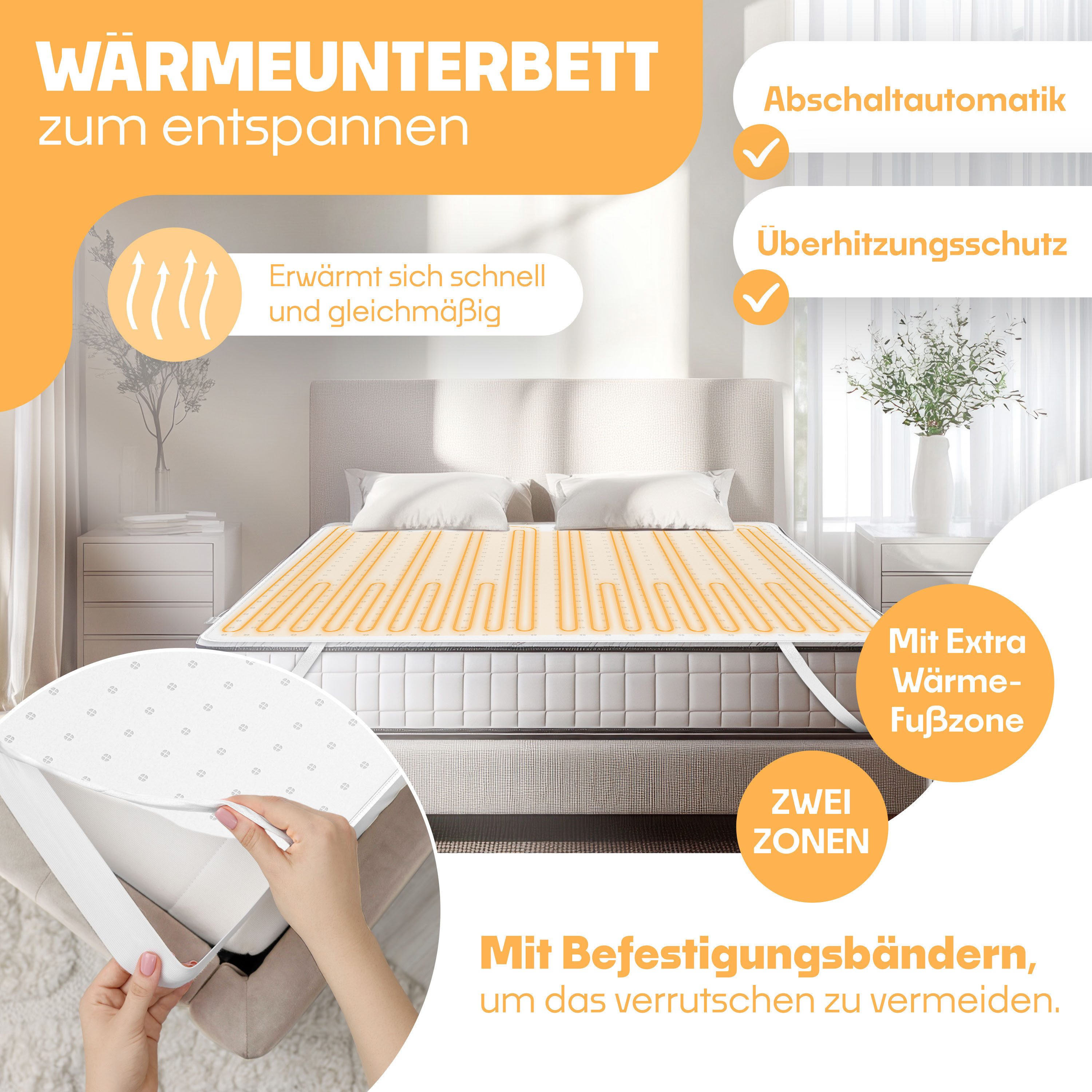 KESSER Wärmeunterbett, Wärmeunterbett mit Abschaltautomatik Fernbedienung Heizdecke