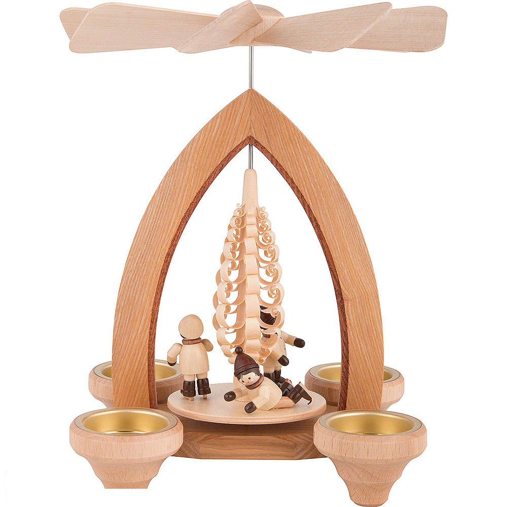Heinz Lorenz Pyramiden Weihnachtspyramide 1-stöckige Pyramide Eisläufer - natur (26cm) von Heinz Lorenz Pyramide