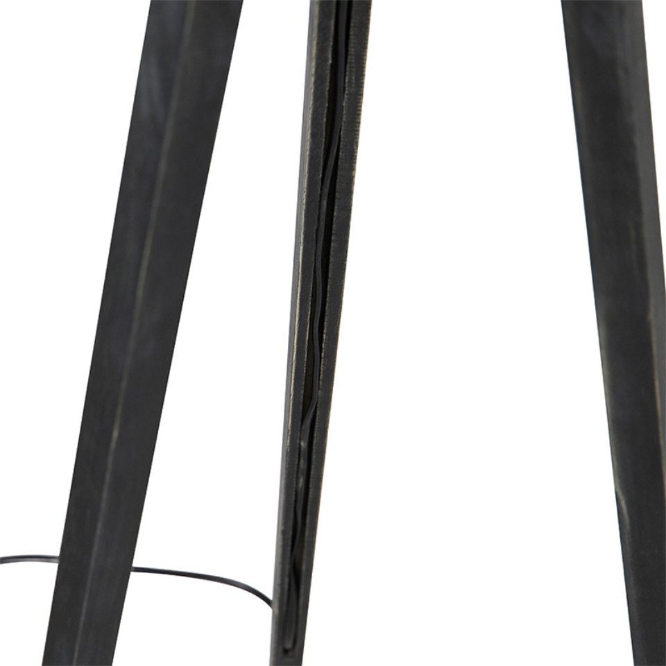 Qazqa Stehlampe Tripod_classic, ohne Leuchtmittel, Warmweiß, QAZQA Stehlampe, e27, Schwarz, Holz, Landhaus