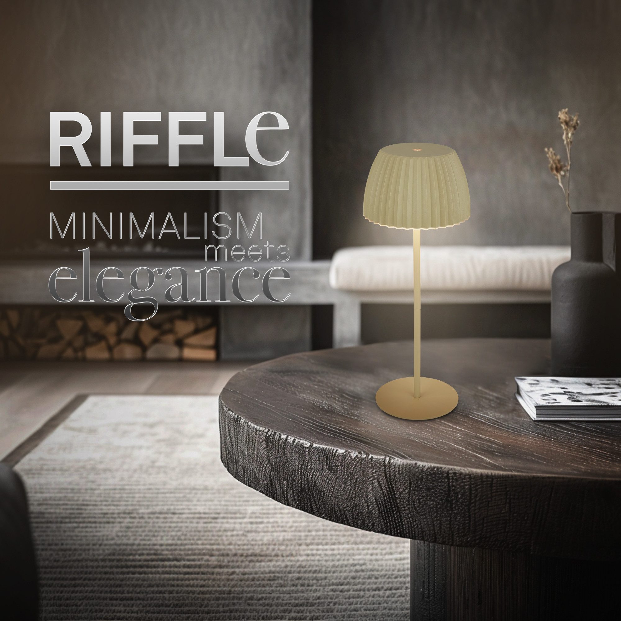 Briloner Leuchten LED Tischleuchte Riffle Tischlampe kabellos Akku USB-C dimmbar Design Award, LED fest integriert, 2700K- Extra-Warmweiß, Akku tauschbar, Indoor/Outdoor, Balkon, Wohnzimmer, Esszimmer