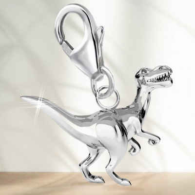 Goldene Hufeisen Charm-Einhänger Dinosaurier Karabiner Charm Anhänger für Bettelarmband 925 Silber (inkl. Etui), für Gliederarmband oder Halskette