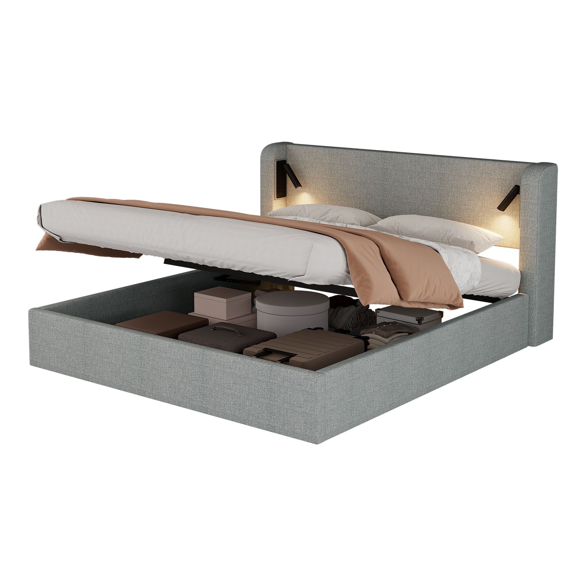 BlingBin Polsterbett Stauraumbett (1-tlg., Doppelbett mit günstig online kaufen