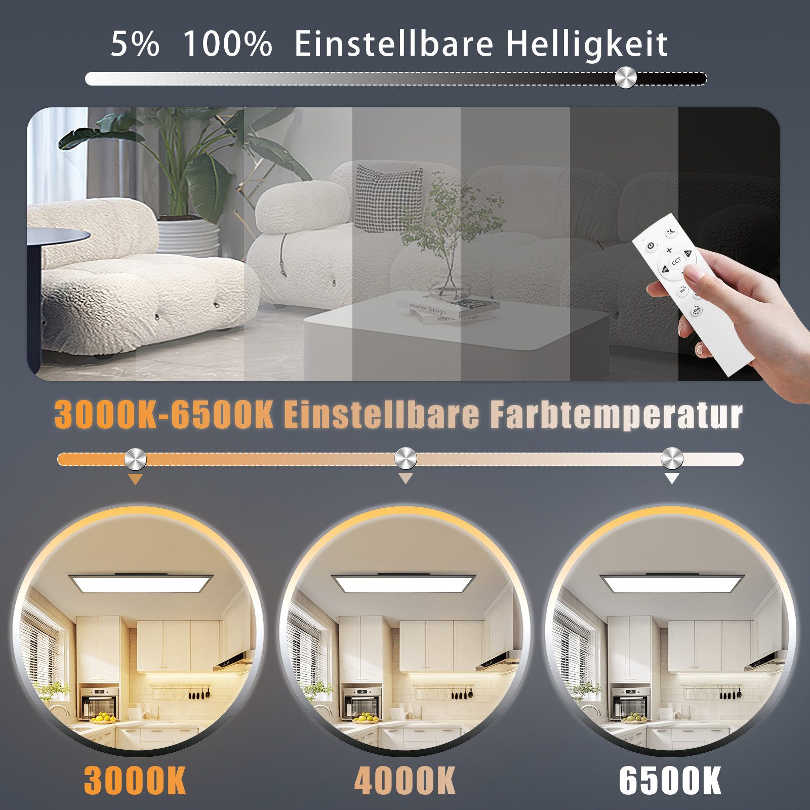 Nettlife LED Panel Schwarz/Weiß Dimmbar Deckenleuchte günstig online kaufen