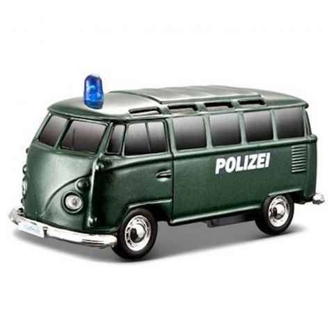Maisto® Spielzeug-Auto VW T1 Einsatzfahrzeug mit Licht & Sound (12cm) »Polizei«, originalgetreue Innenausstattung