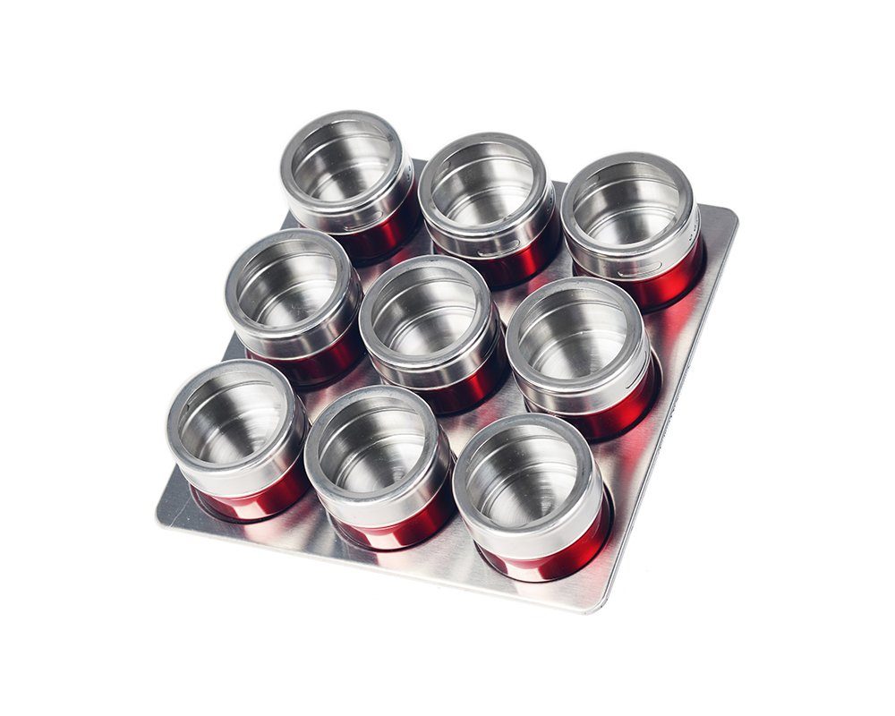 Schäfer Elektronik Gewürzbehälter 10tlg Edelstahl Metallic Gewürzdosenset Gewurzregal Gewürz Behälter, (10-tlg)