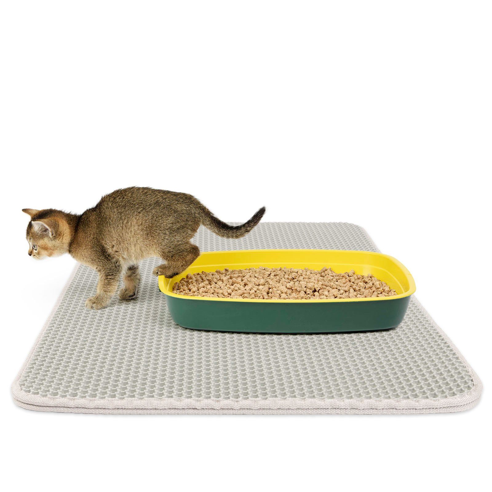 KARAT Katzenstreumatte XXL 76 x 61 cm - wasserdichte Unterlage für  Katzentoilette - Katzenmatte schützt den Boden vor Katzenstreu - Matte  Katzenklo (Charly) (Grau) : : Haustier