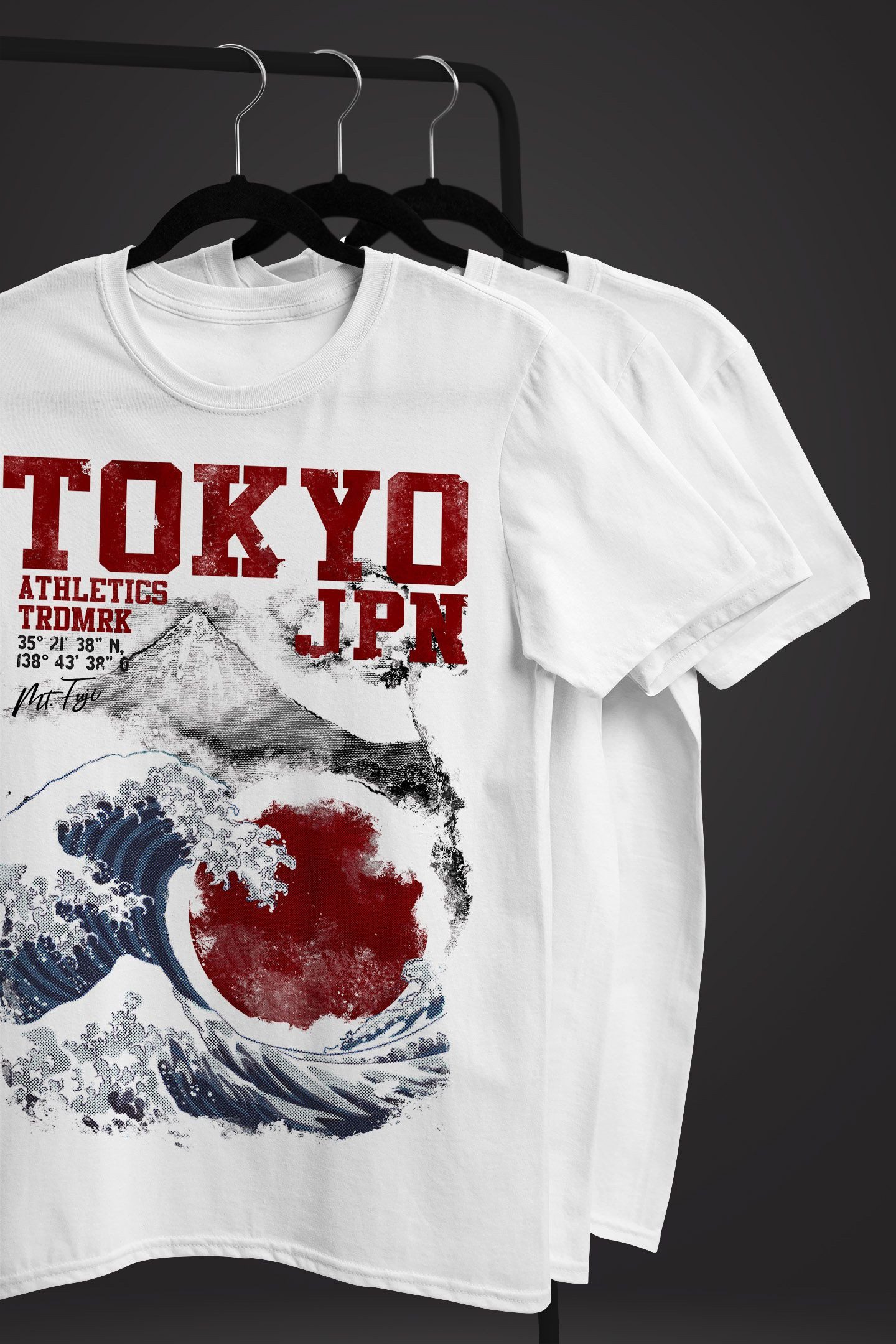 Print-Shirt Herren T-Shirt Tokyo Japan Style Fuji Welle Big Wafe Fashion