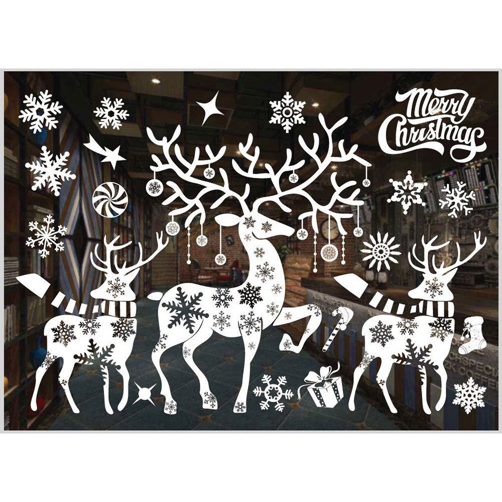 Coonoor Fenstersticker Fensterbilder Weihnachten Selbstklebend, Weihnachtsdeko Fenster, Groß Fensterbild Winter für Glas Tür Fensterdeko Weihnachten Deko