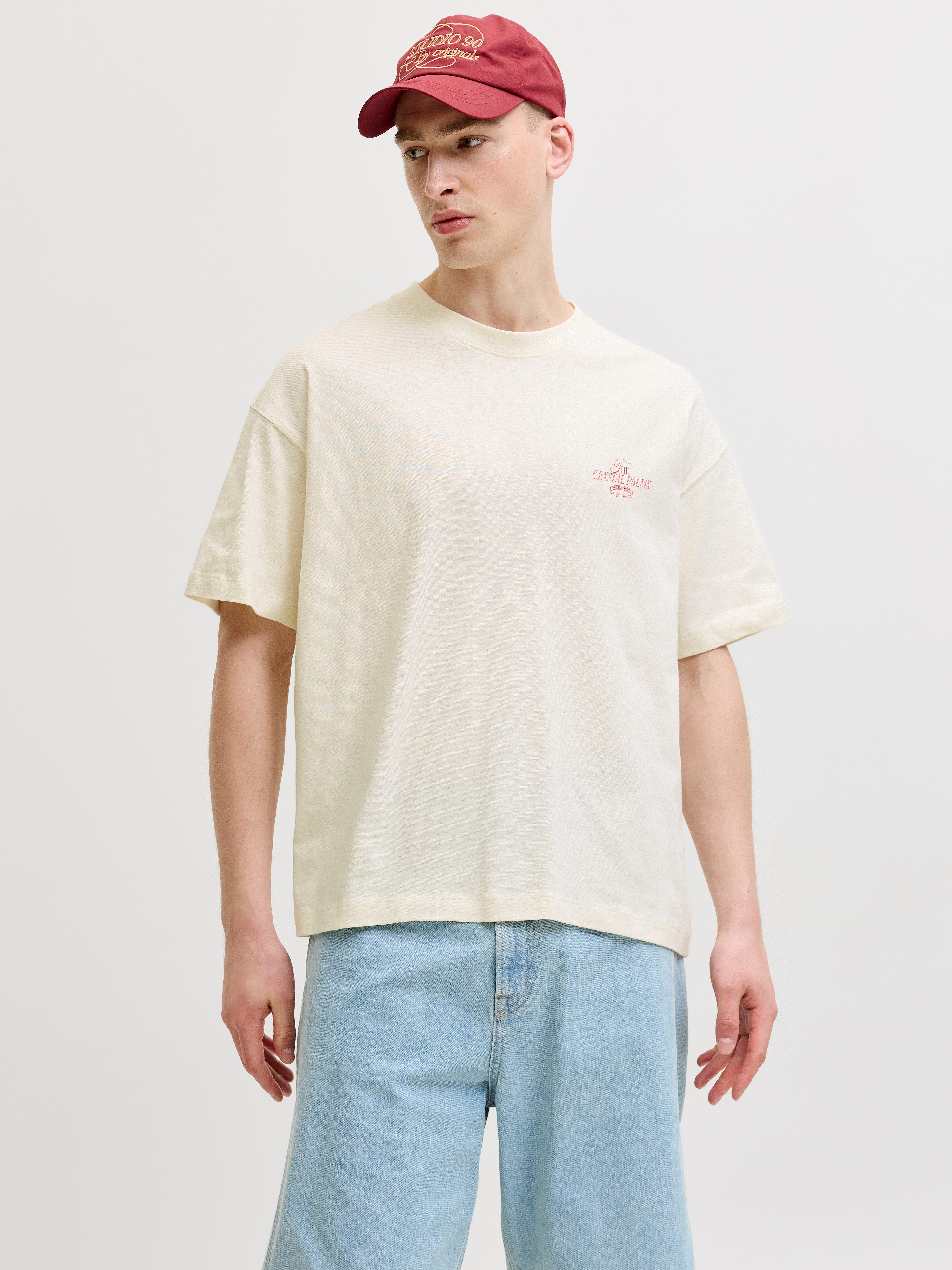 Jack & Jones Kurzarmshirt JORSANREMO BACK TEE SS CREW NECK LN Baumwolle