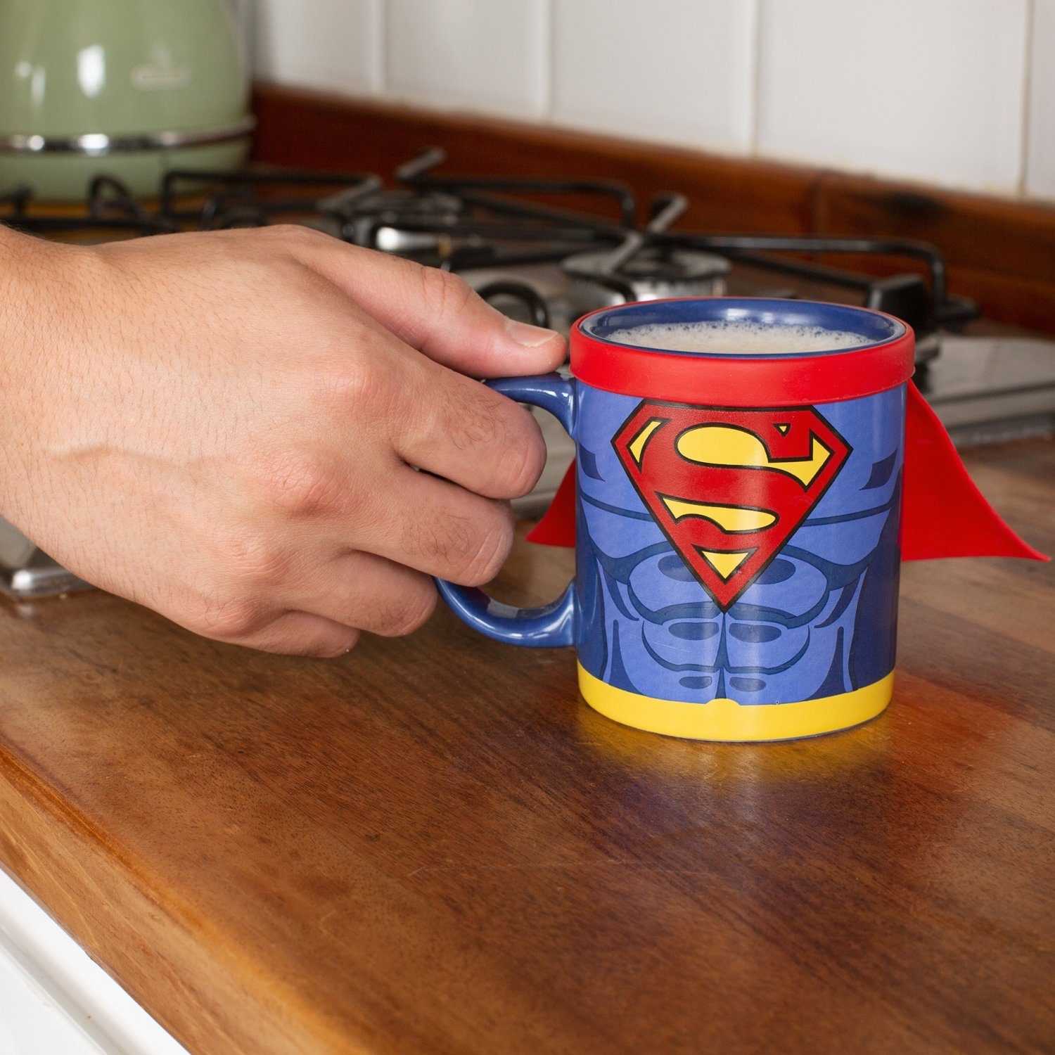 Thumbs Keramik, with Up mit "Superman Mug Cape", Tasse Silikoncape