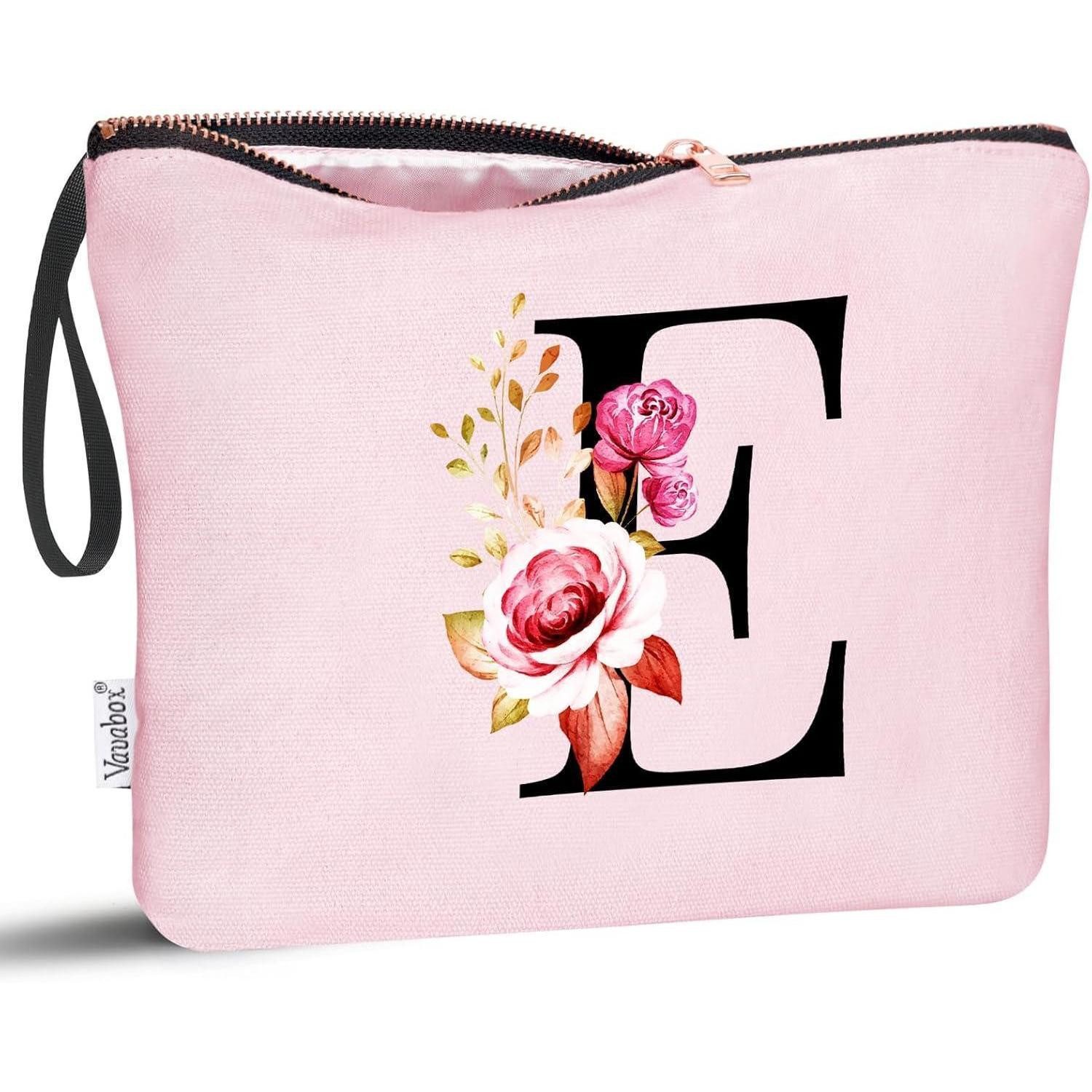 LuxusKollektion Kosmetiktasche Kosmetiktasche personalisierte AZ Frauen Brautjungfern Pink E