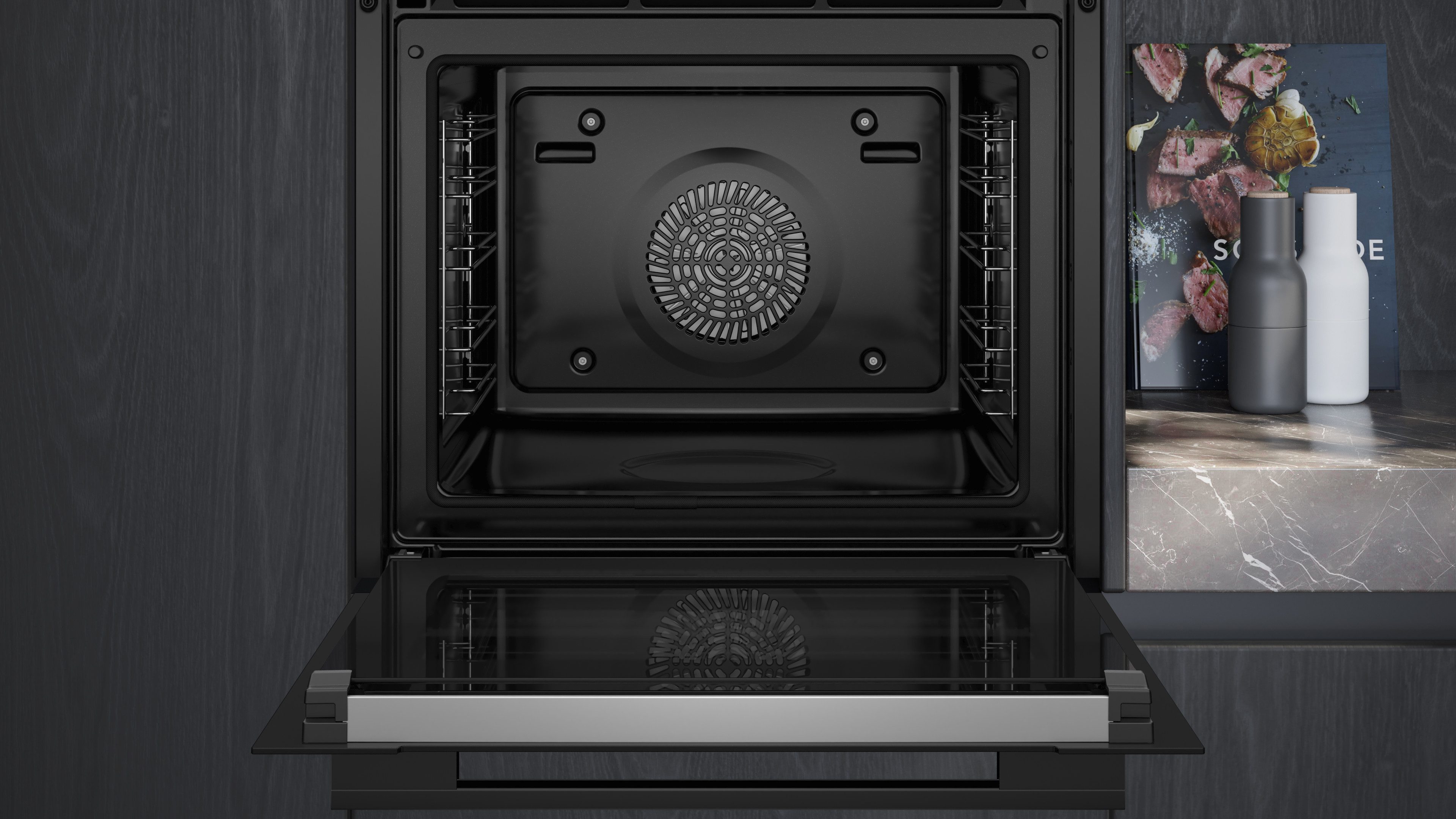 SIEMENS Pyrolyse Backofen iQ700 HB776G1M1, mit Teleskopauszug nachrüstbar